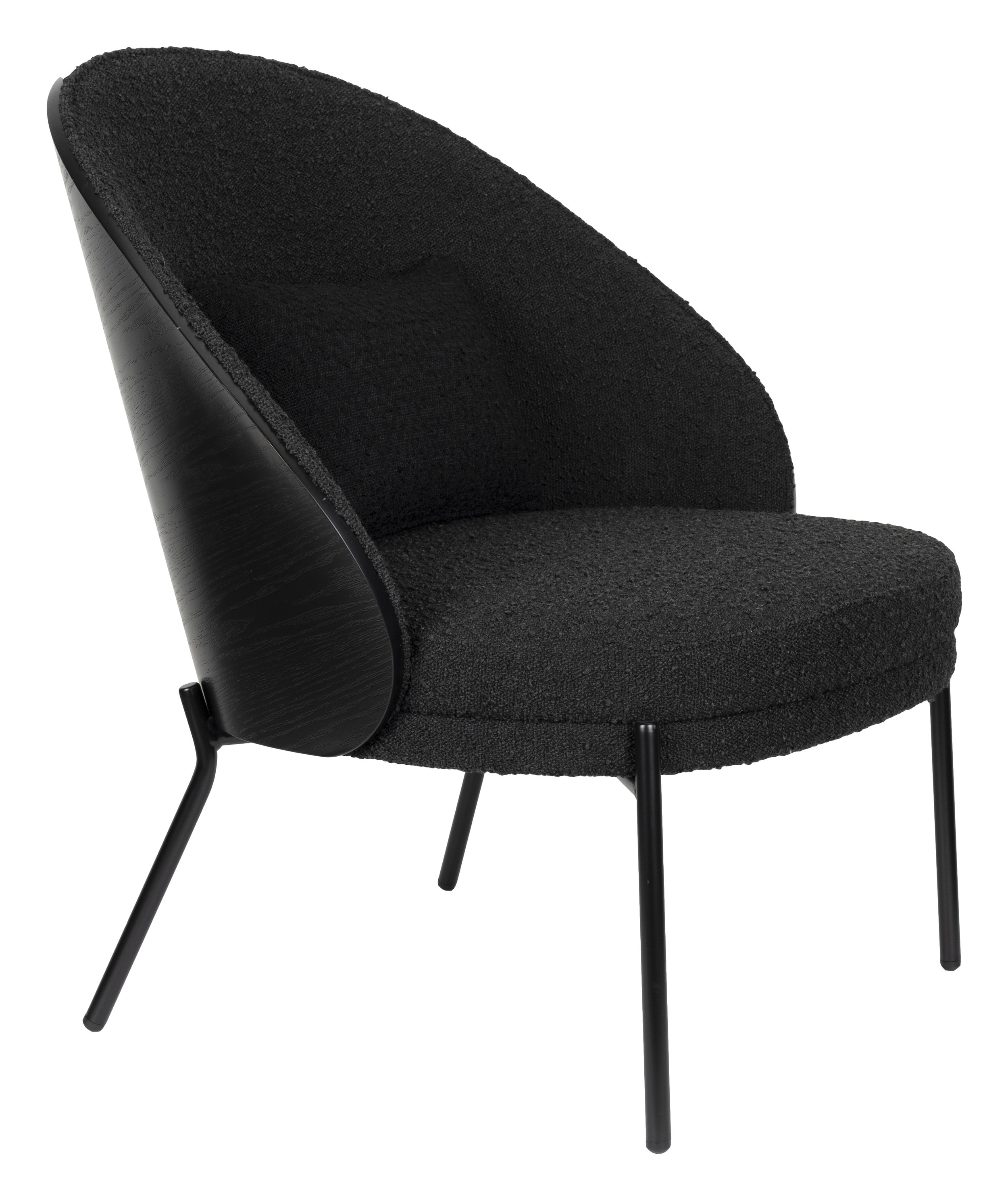 Dutchbone Fauteuil 'Rodin' Essenhout en bouclé, kleur Zwart