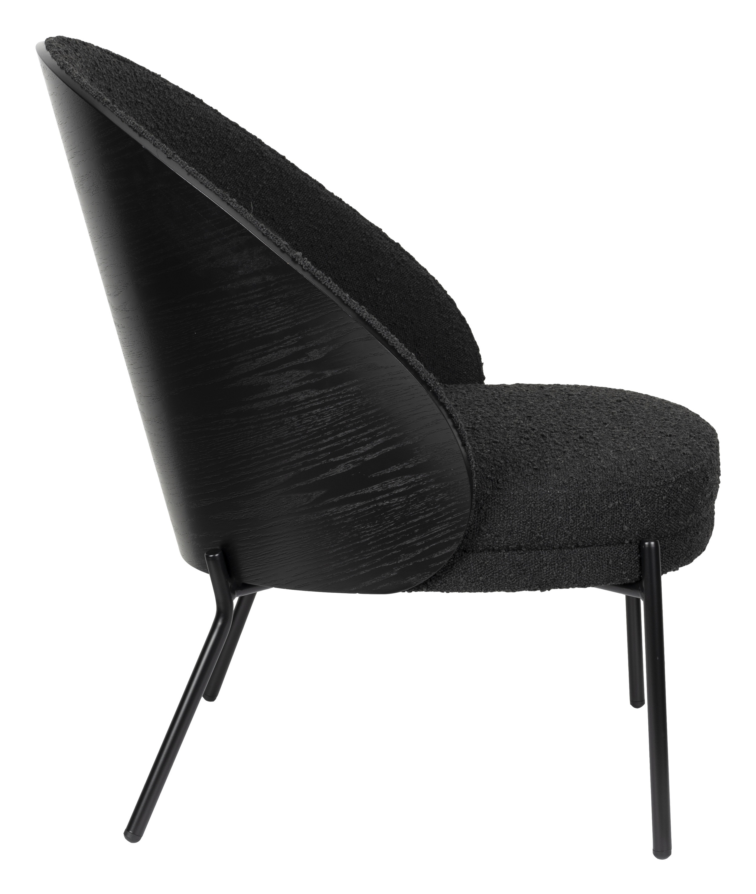 Dutchbone Fauteuil 'Rodin' Essenhout en bouclé, kleur Zwart