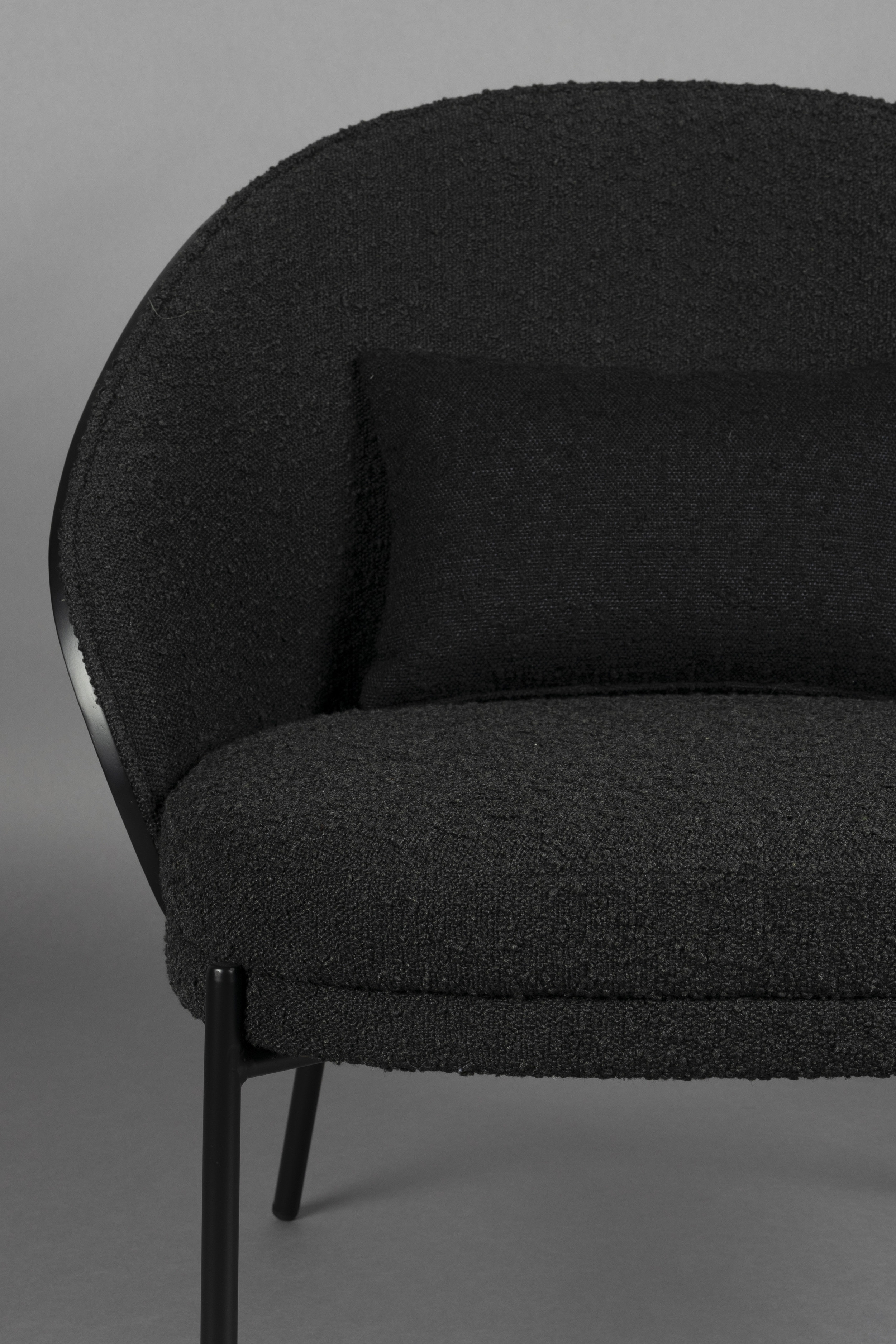 Dutchbone Fauteuil 'Rodin' Essenhout en bouclé, kleur Zwart
