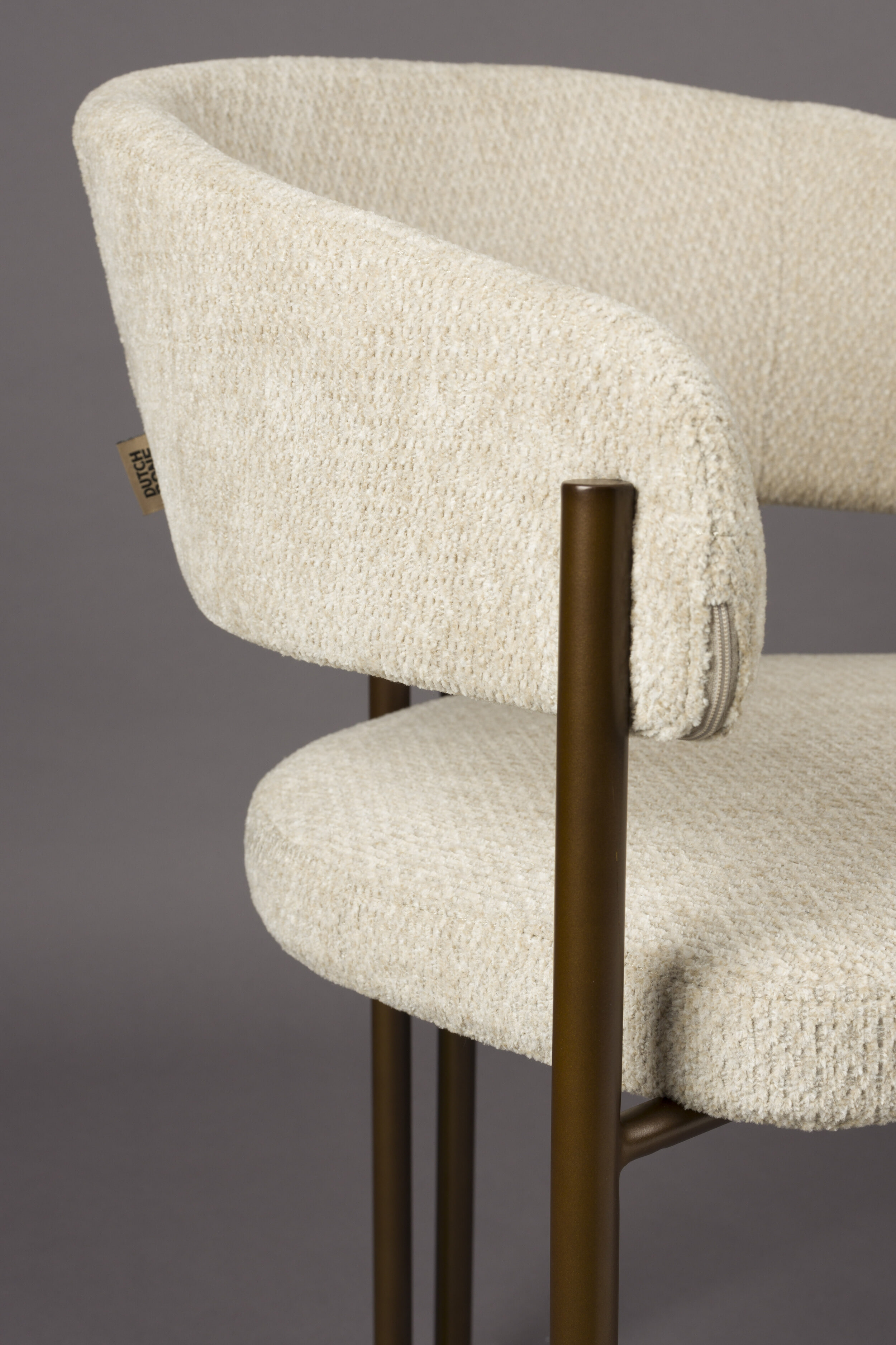 Dutchbone Eetkamerstoel 'Naida' Bouclé, kleur Beige