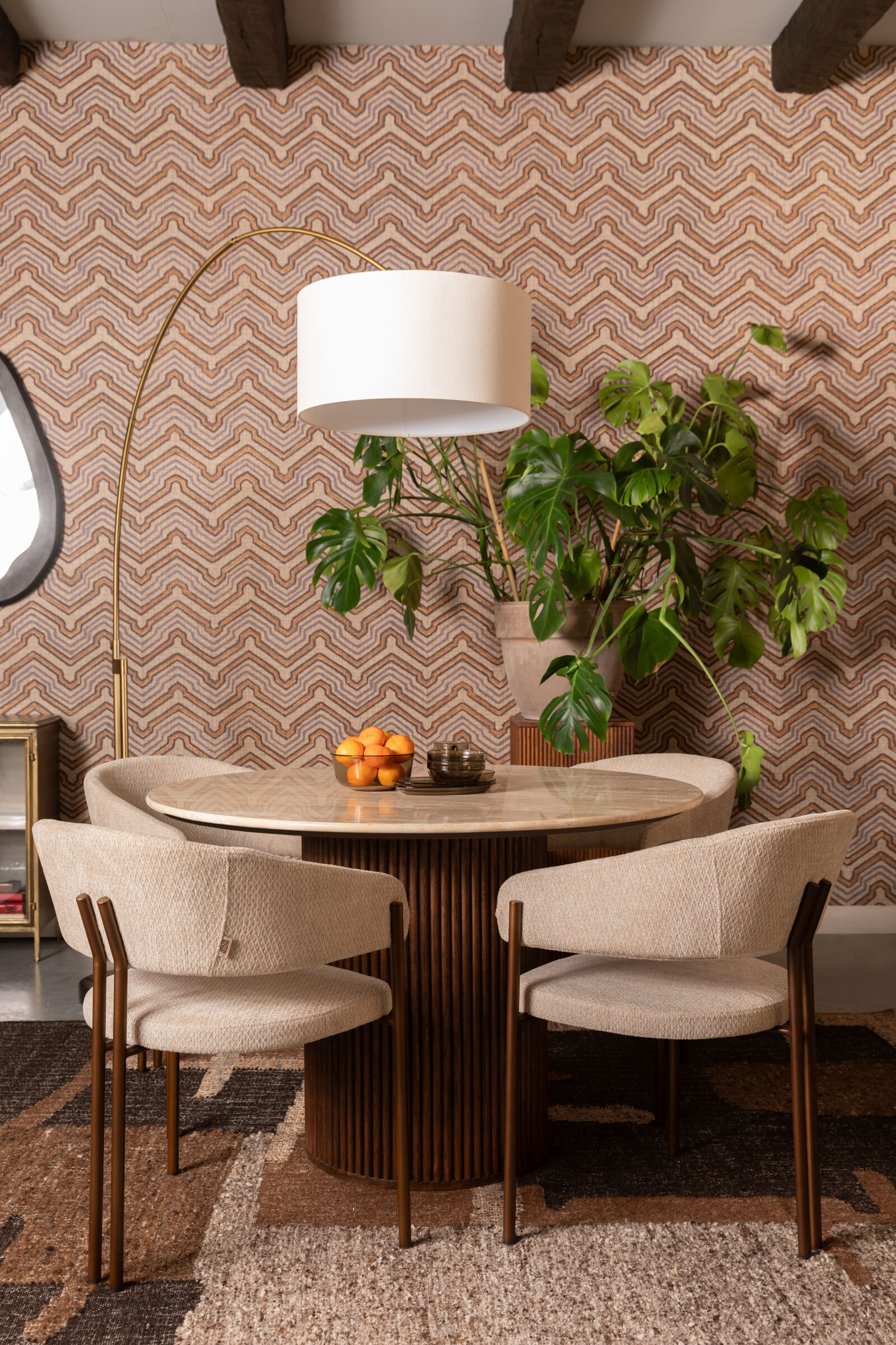 Dutchbone Eetkamerstoel 'Naida' Bouclé, kleur Beige
