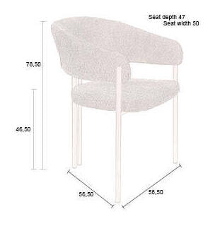 Dutchbone Eetkamerstoel 'Naida' Bouclé, kleur Beige