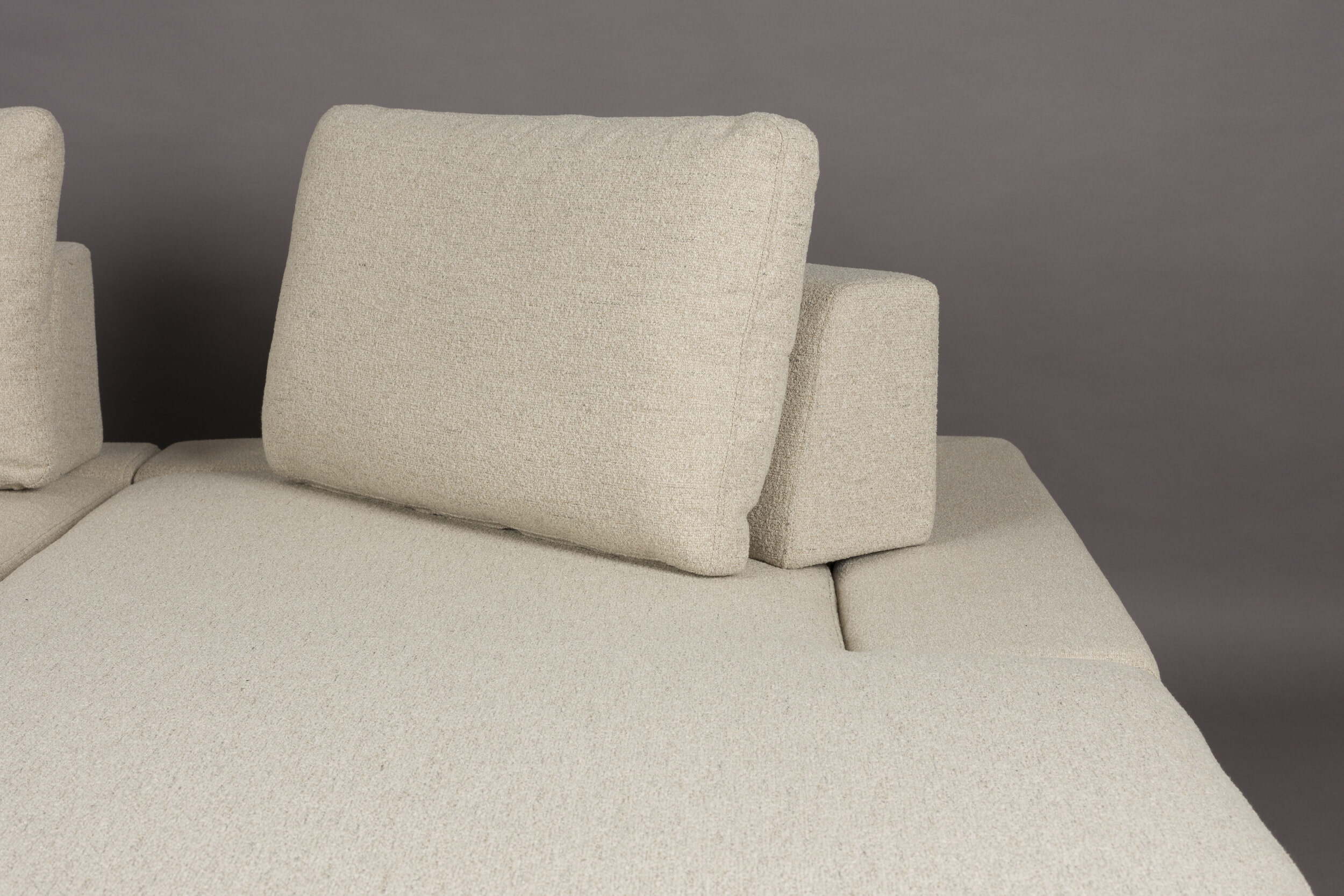Dutchbone Loungebank 'Shelly' Gemêleerd, Rechts, kleur Off White