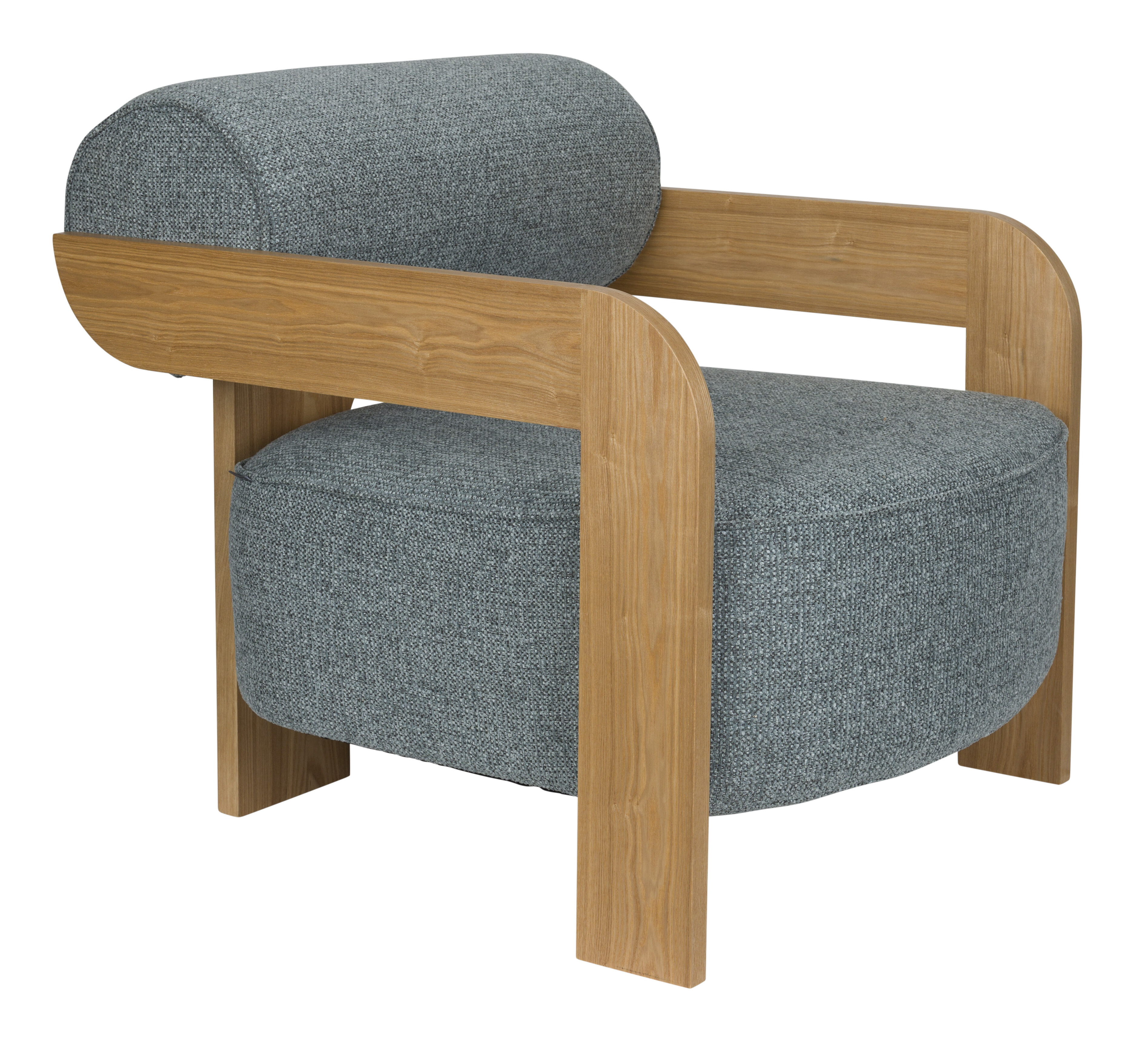 Zuiver Fauteuil 'Oolong' Bouclé en eikenhout, kleur Ocean Blue