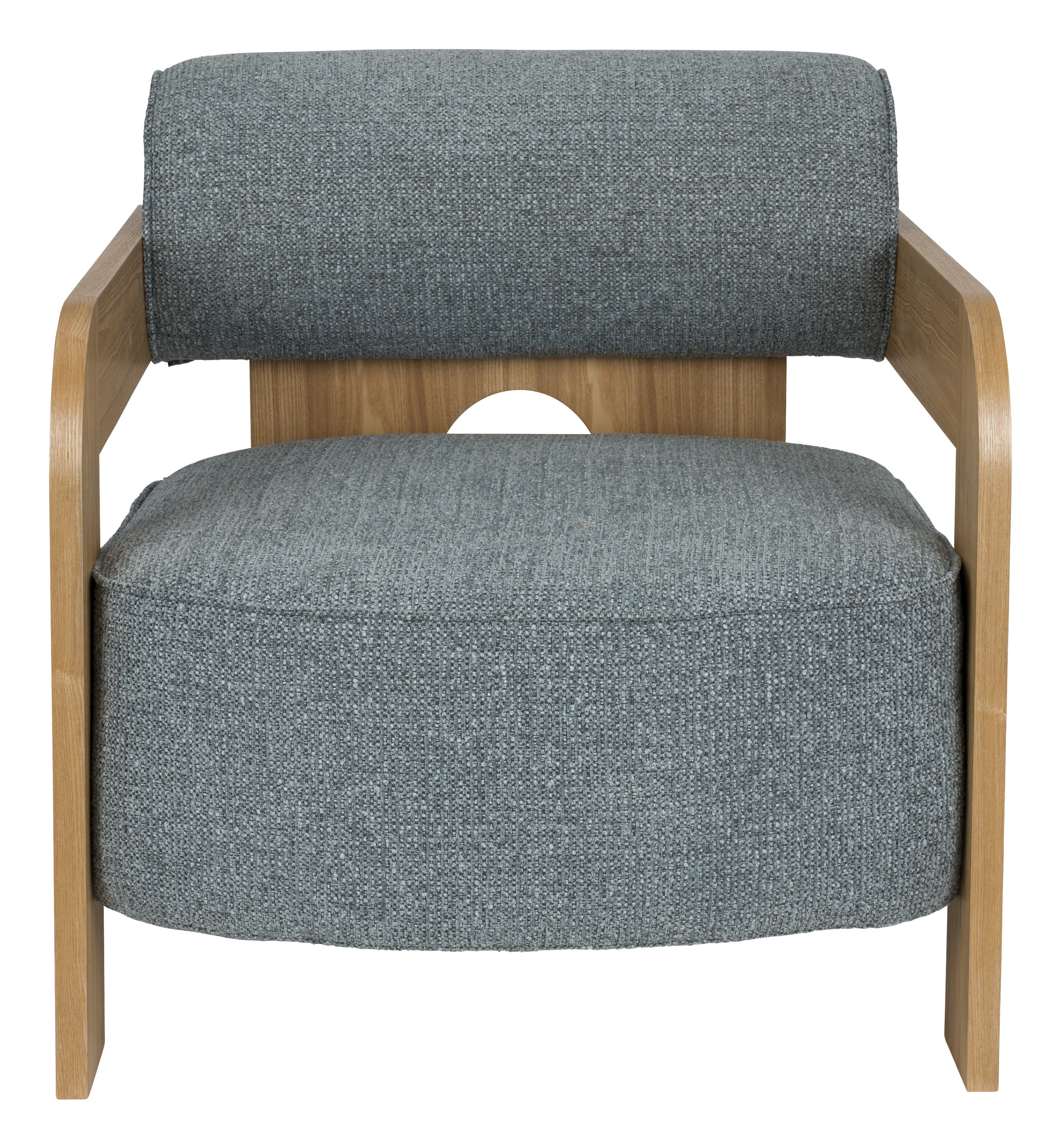 Zuiver Fauteuil 'Oolong' Bouclé en eikenhout, kleur Ocean Blue
