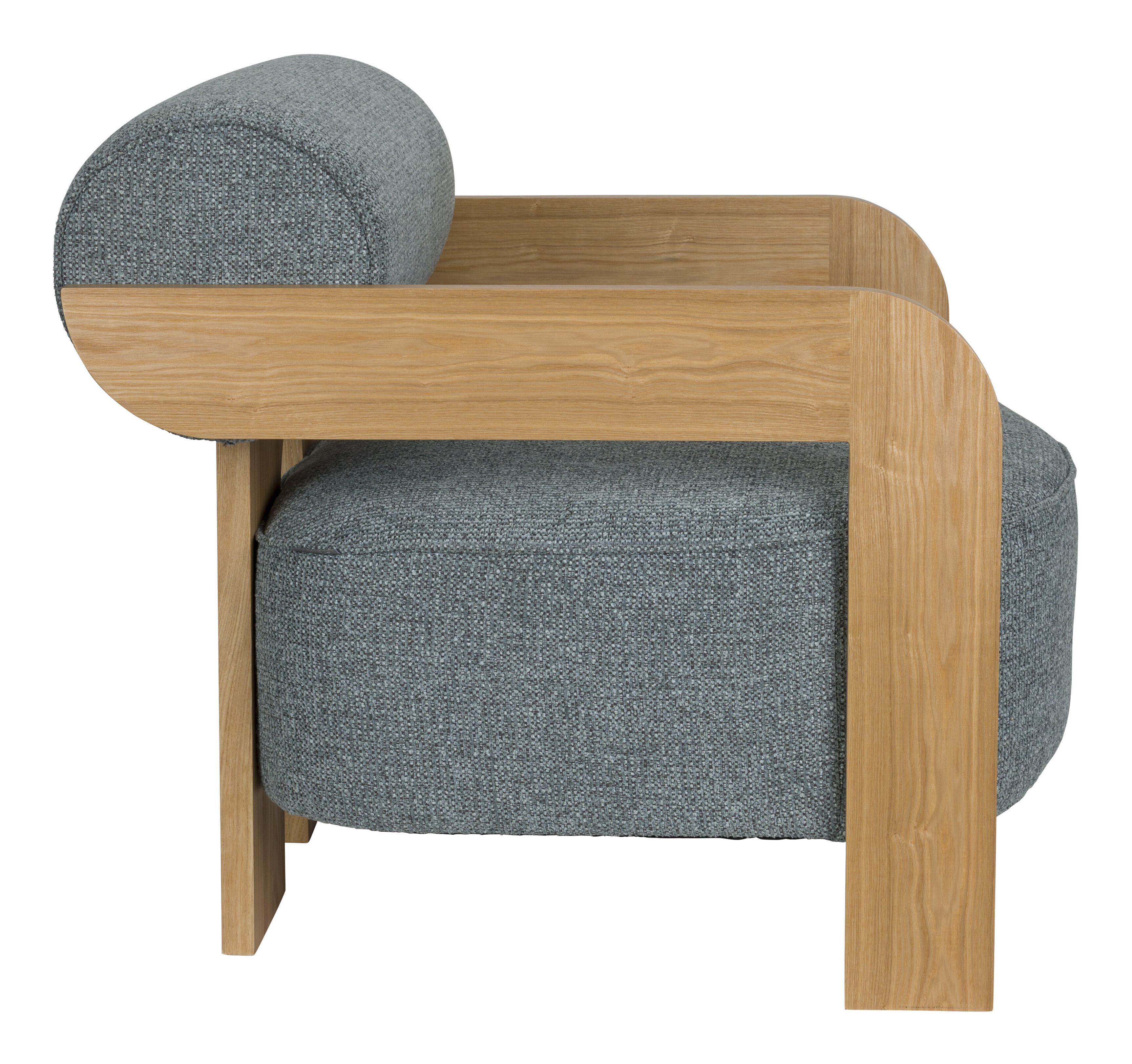 Zuiver Fauteuil 'Oolong' Bouclé en eikenhout, kleur Ocean Blue