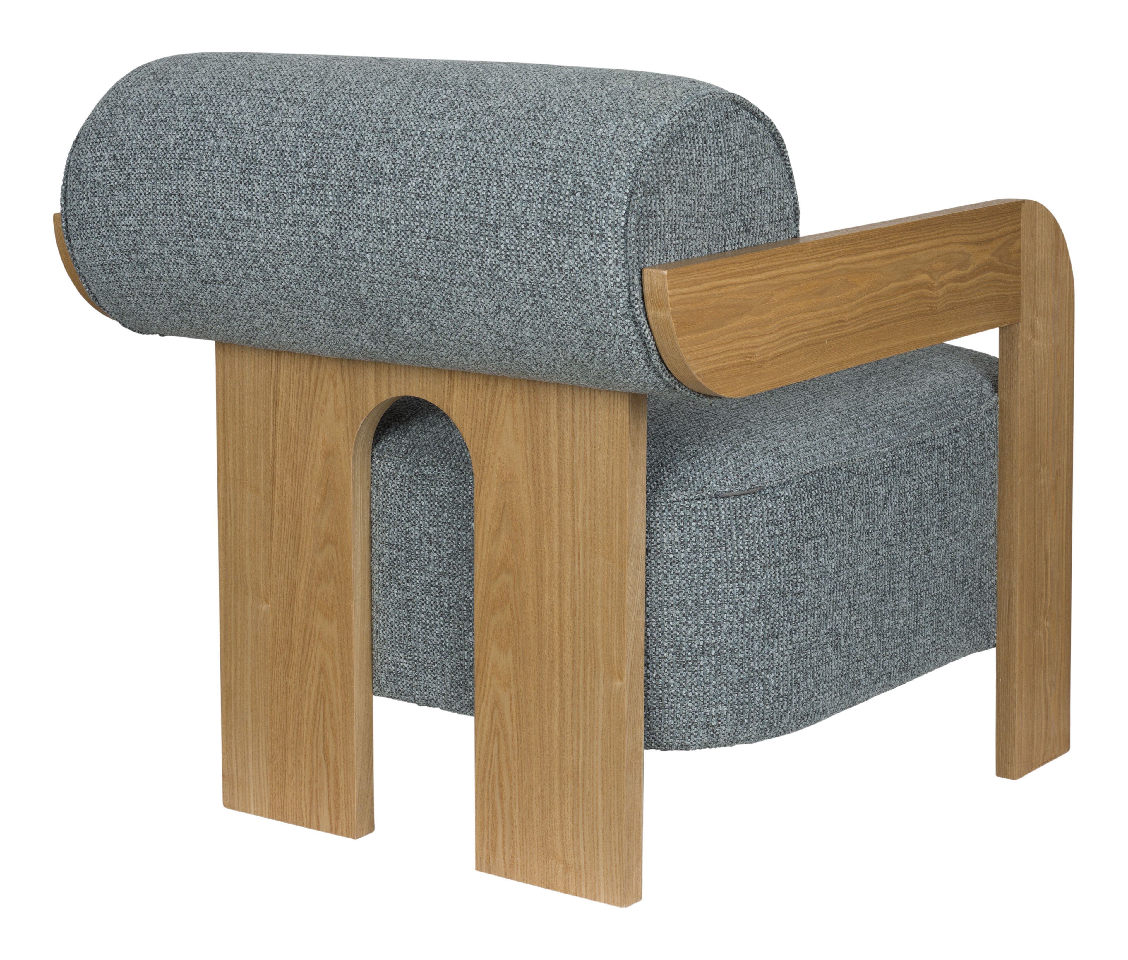 Zuiver Fauteuil 'Oolong' Bouclé en eikenhout, kleur Ocean Blue