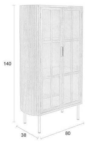 ZILT Vitrinekast 'Marlinda' Rubberhout, 140 x 80cm