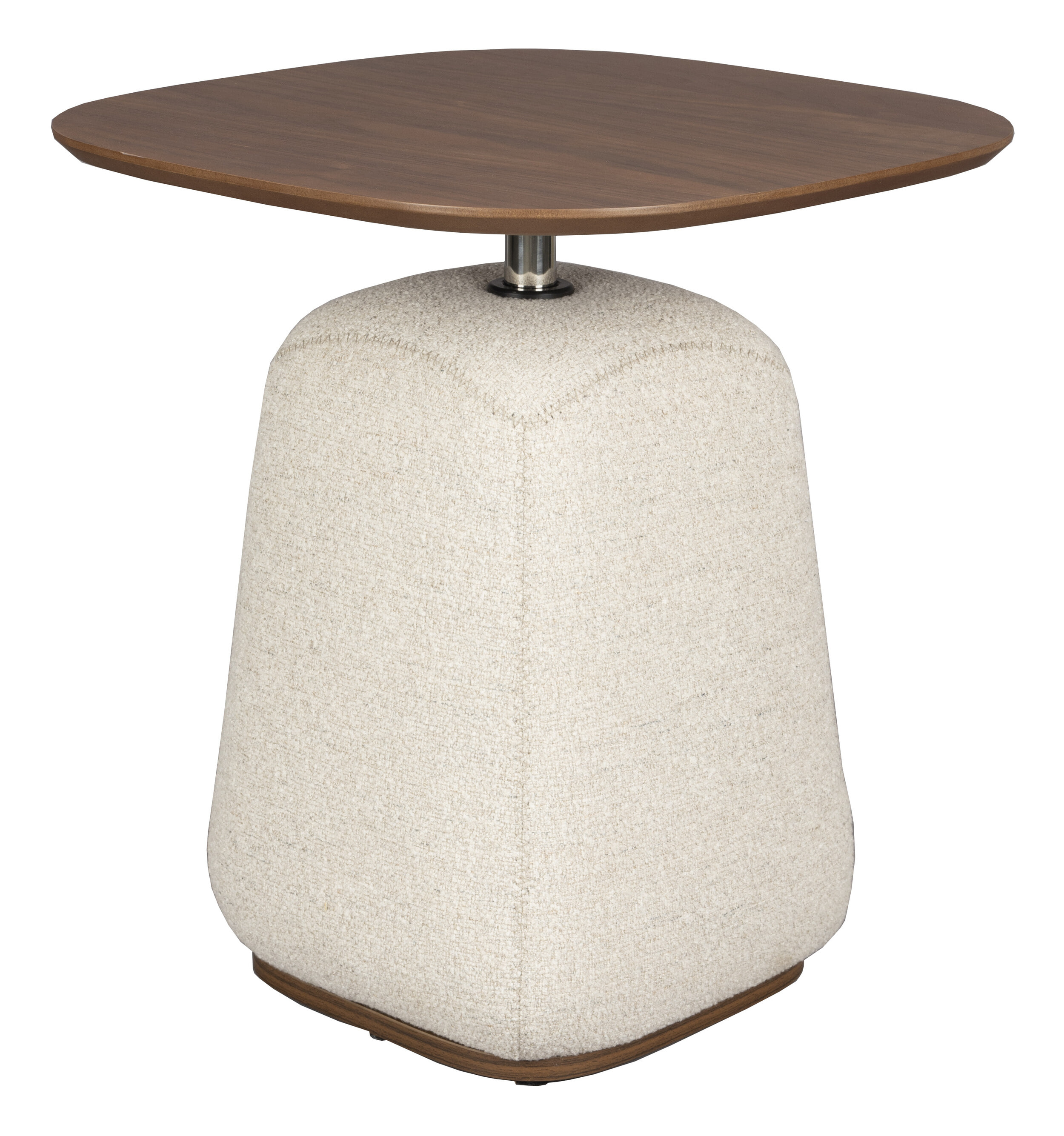 Dutchbone Bijzettafel 'Shelly' Gemêleerde stof en walnootlook, 48 x 48cm