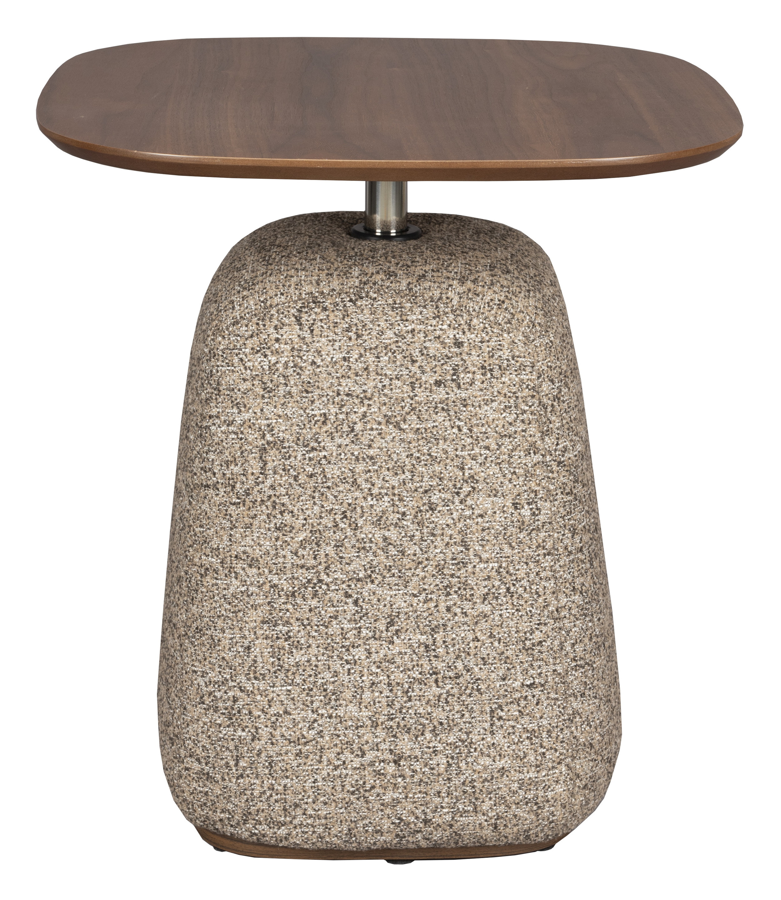 Dutchbone Bijzettafel 'Shelly' Gemêleerde stof en walnootlook, 48 x 48cm, kleur Cinnamon