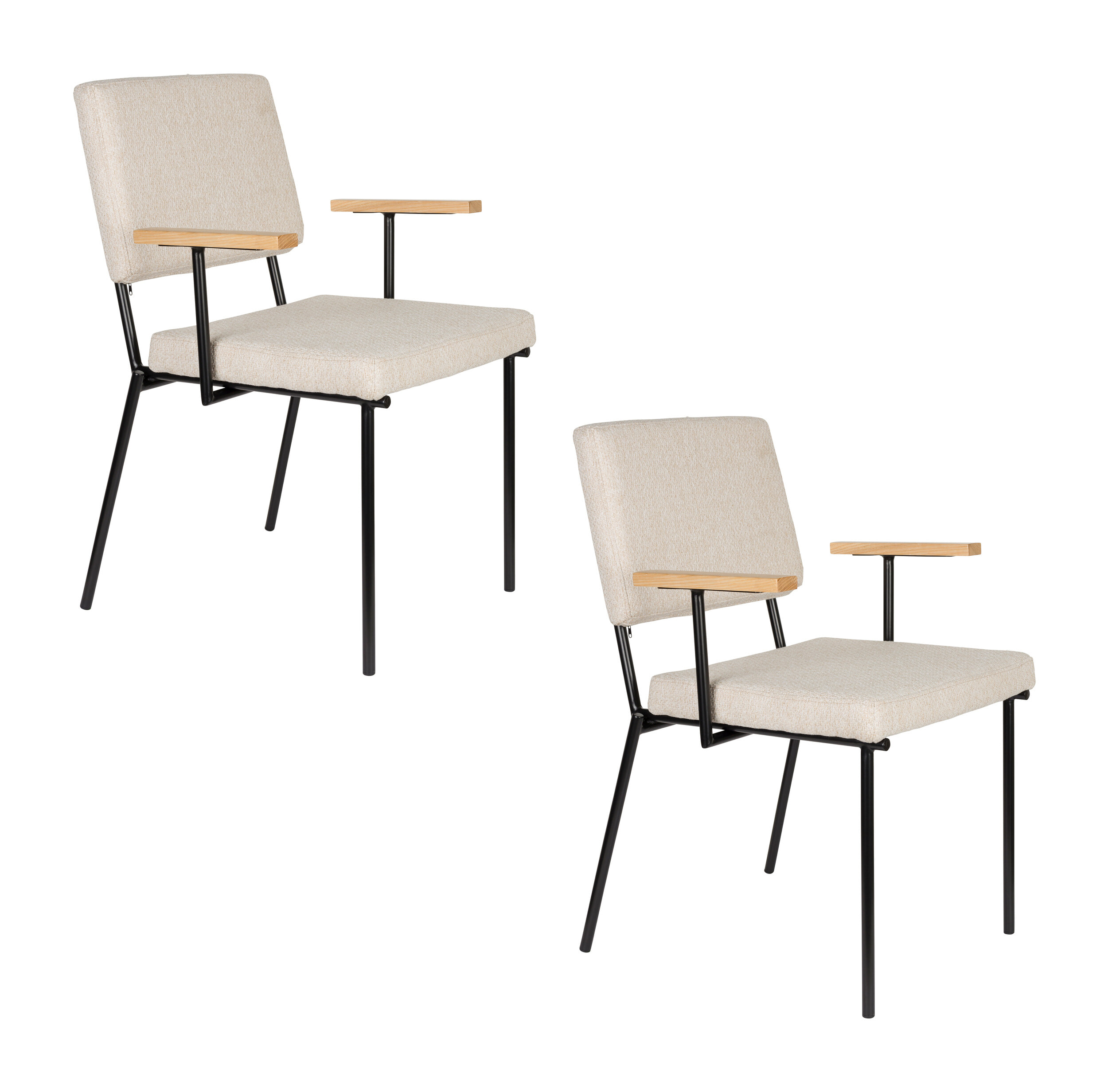 Zuiver Eetkamerstoel 'Fellow' Met armleuning, kleur Off White