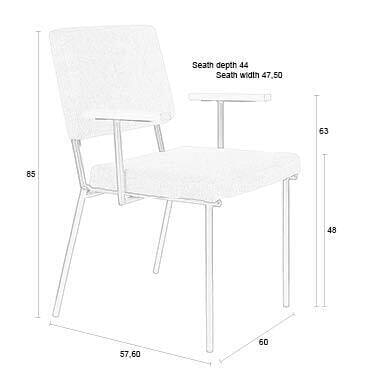 Zuiver Eetkamerstoel 'Fellow' Met armleuning, kleur Off White