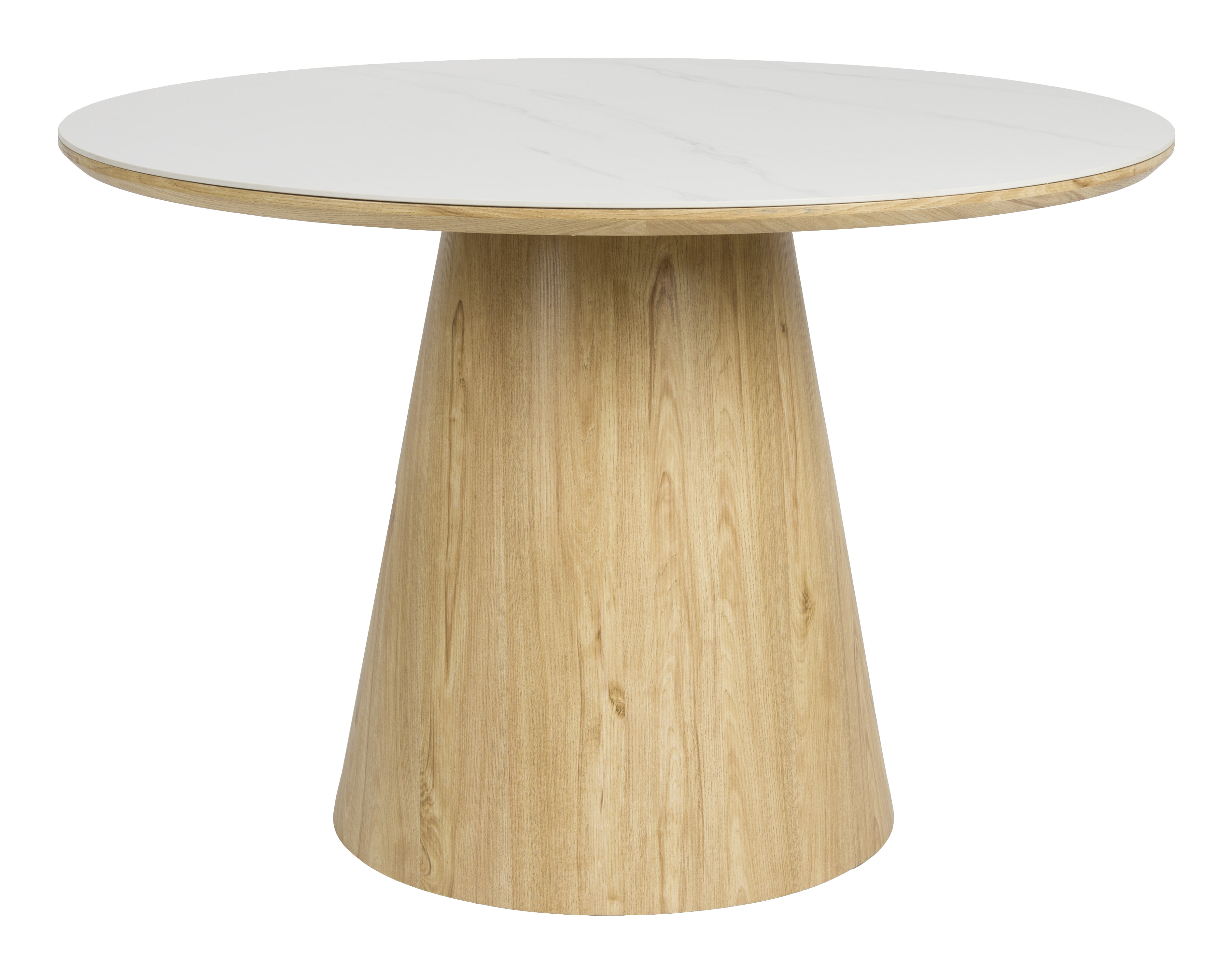 ZILT Ronde Eettafel 'Nathen' Eiken en marmerlook, 115cm, kleur Naturel