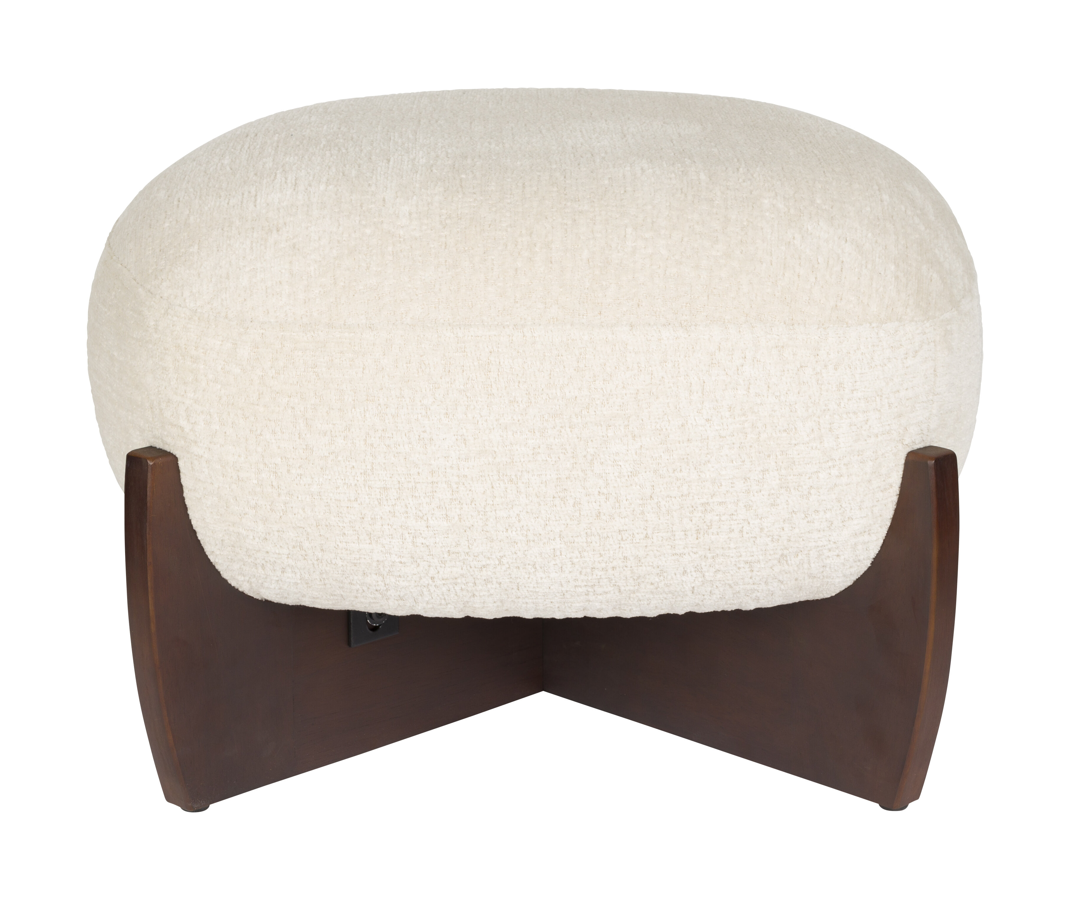 Dutchbone Hocker Emilius Bouclé en rubberhout - Wit