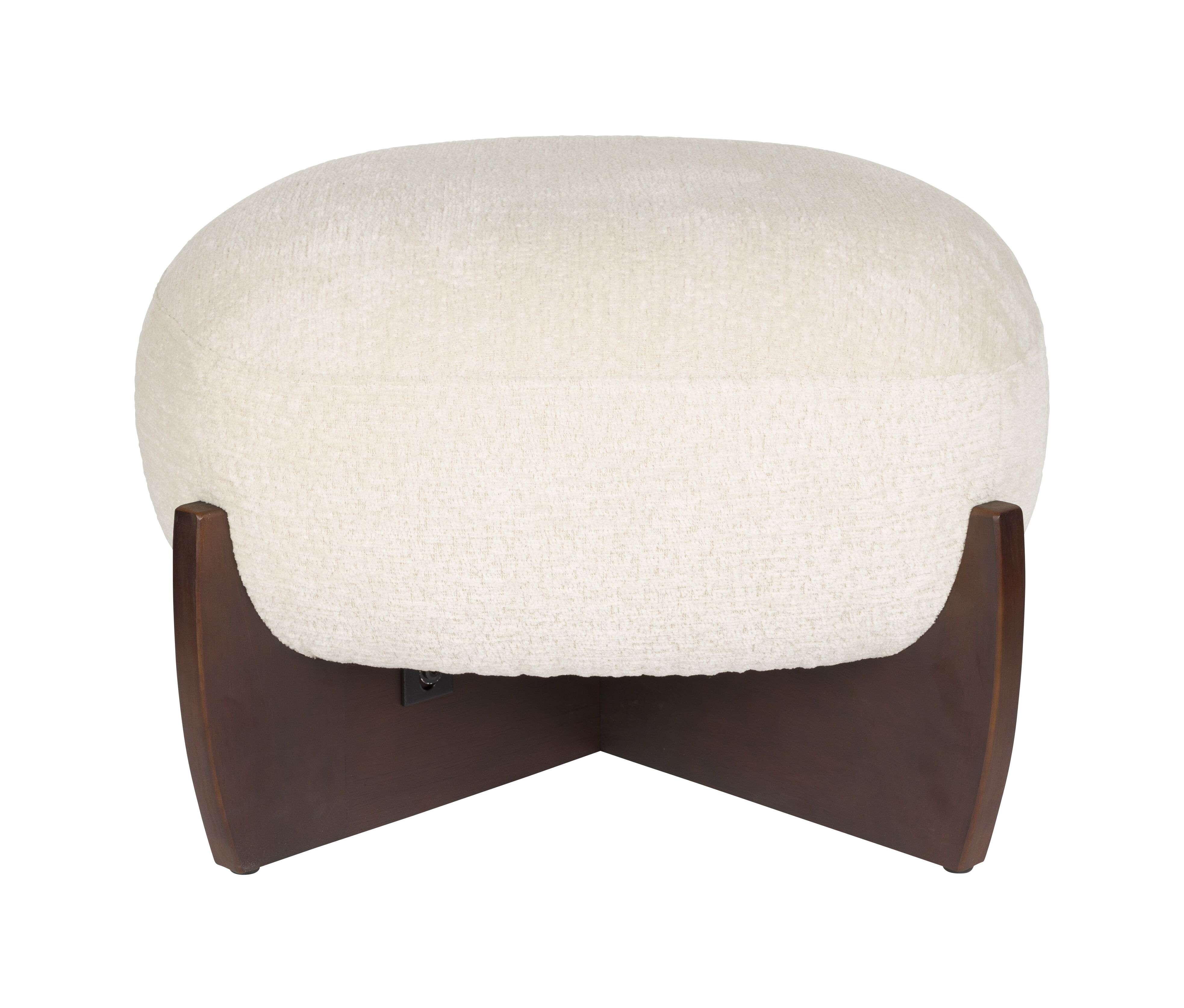 Dutchbone Hocker Emilius Bouclé en rubberhout - Wit