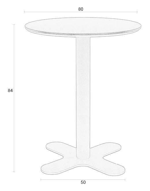 ZILT Ronde Bistrotafel 'Yusuf' 80cm, kleur Zwart