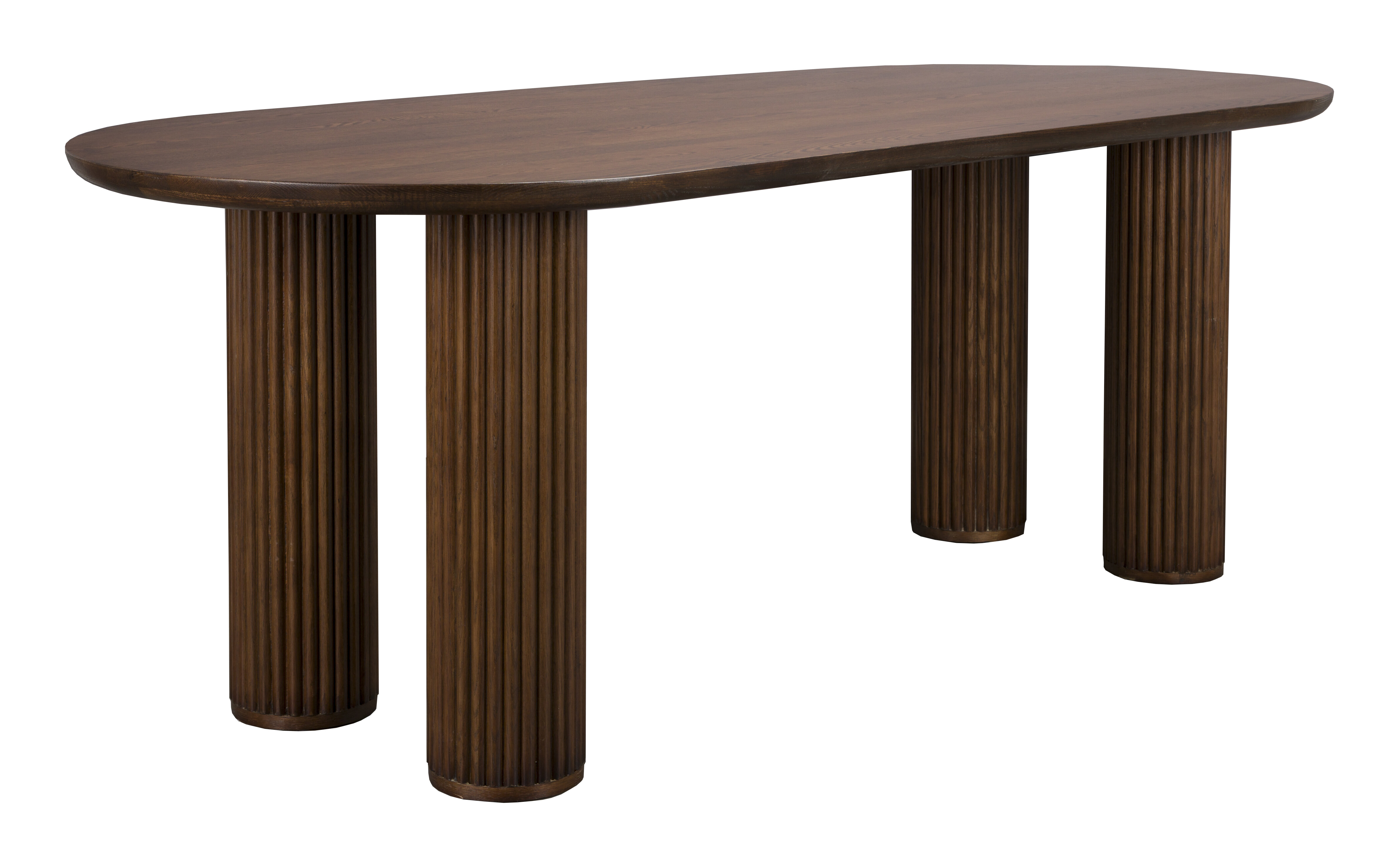 Dutchbone Ovale Eettafel Dean Walnootlook, 220 x 90cm - Bruin