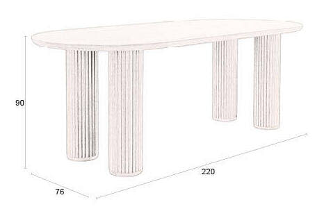 Dutchbone Ovale Eettafel 'Dean' Walnootlook, 220 x 90cm