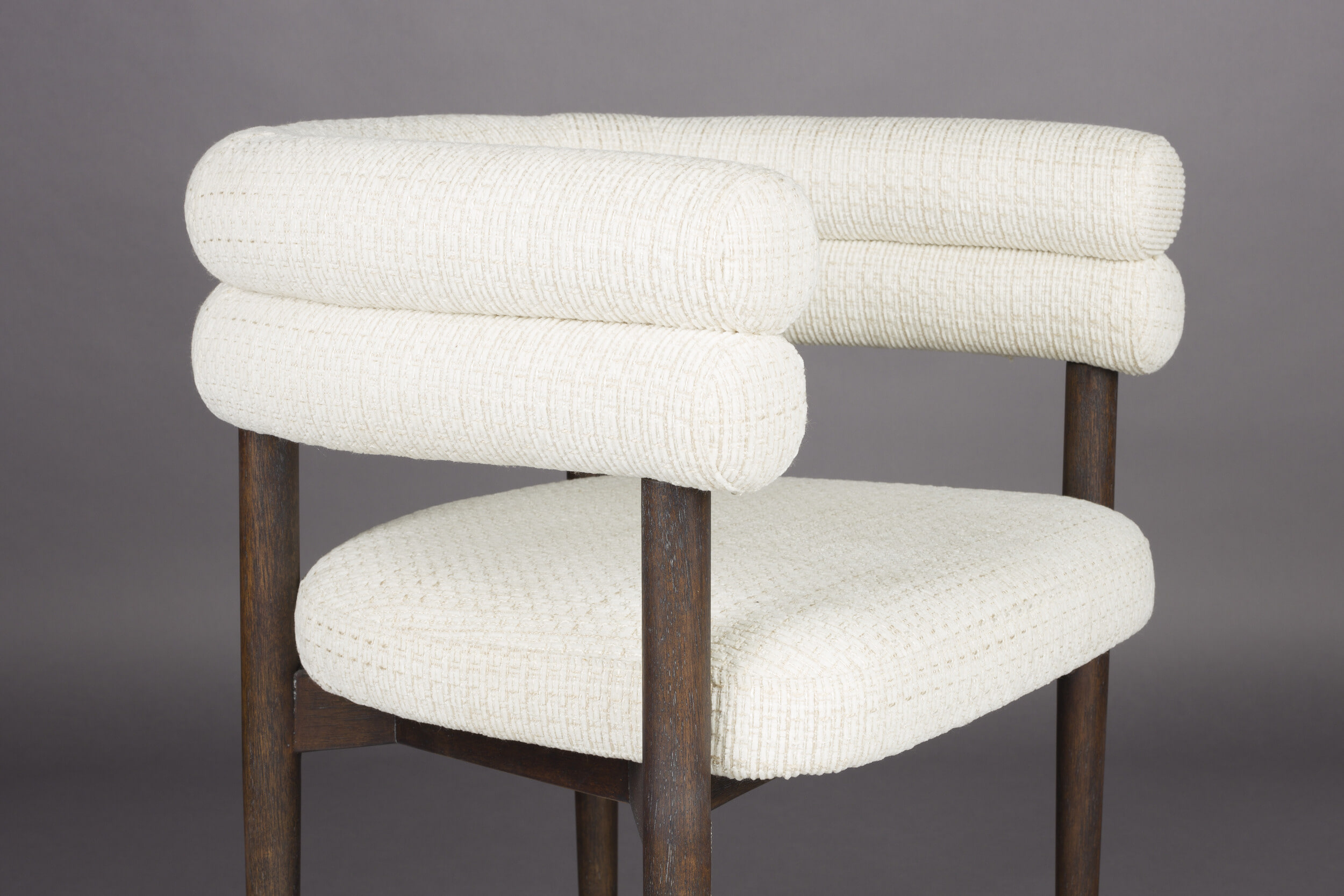 Dutchbone Eetkamerstoel 'Sela' Geweven stof, kleur Off White