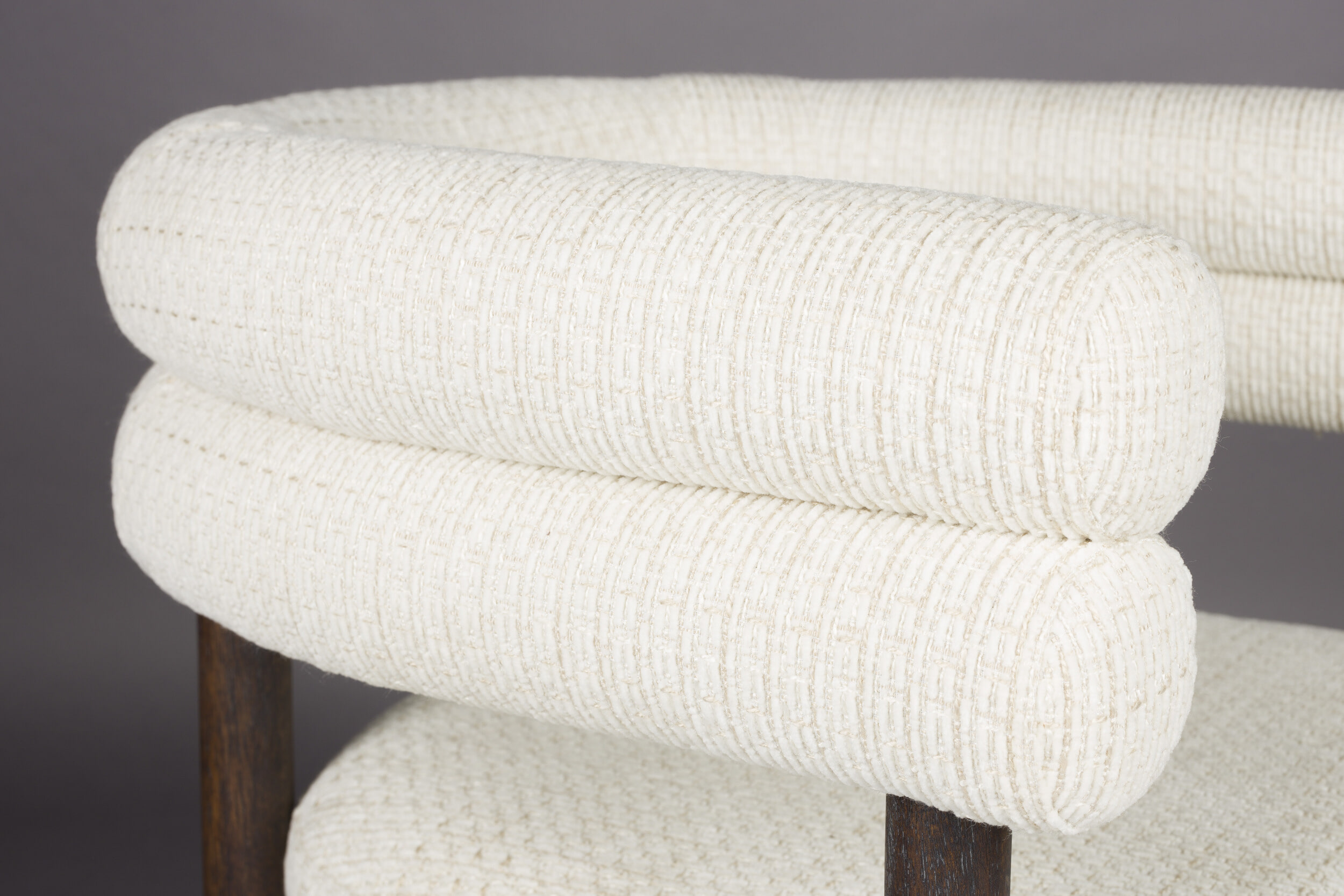 Dutchbone Eetkamerstoel 'Sela' Geweven stof, kleur Off White
