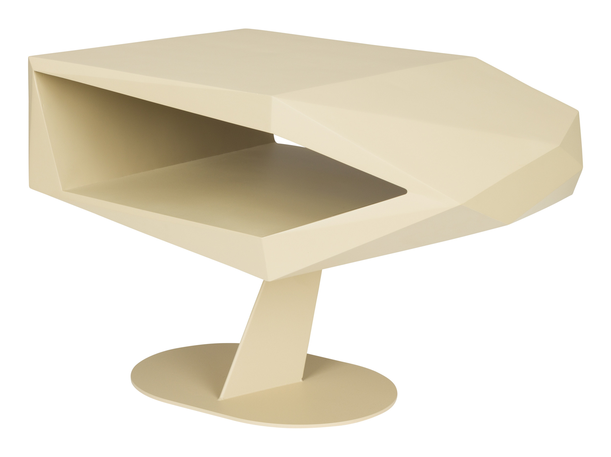 Zuiver Bijzettafel 'North' Resin en staal, 60 x 40cm, kleur Beige