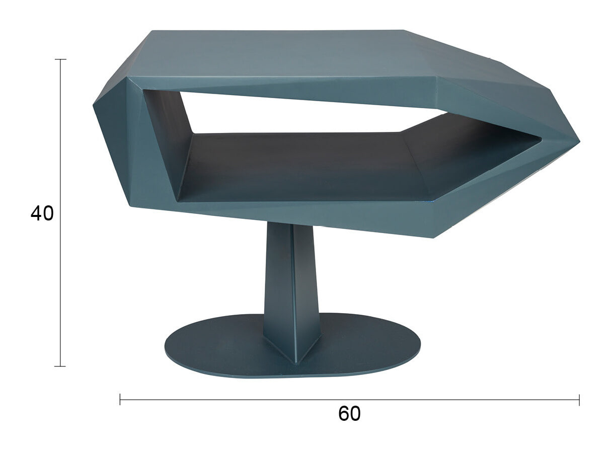 Zuiver Bijzettafel 'North' Resin en staal, 60 x 40cm, kleur Space Black