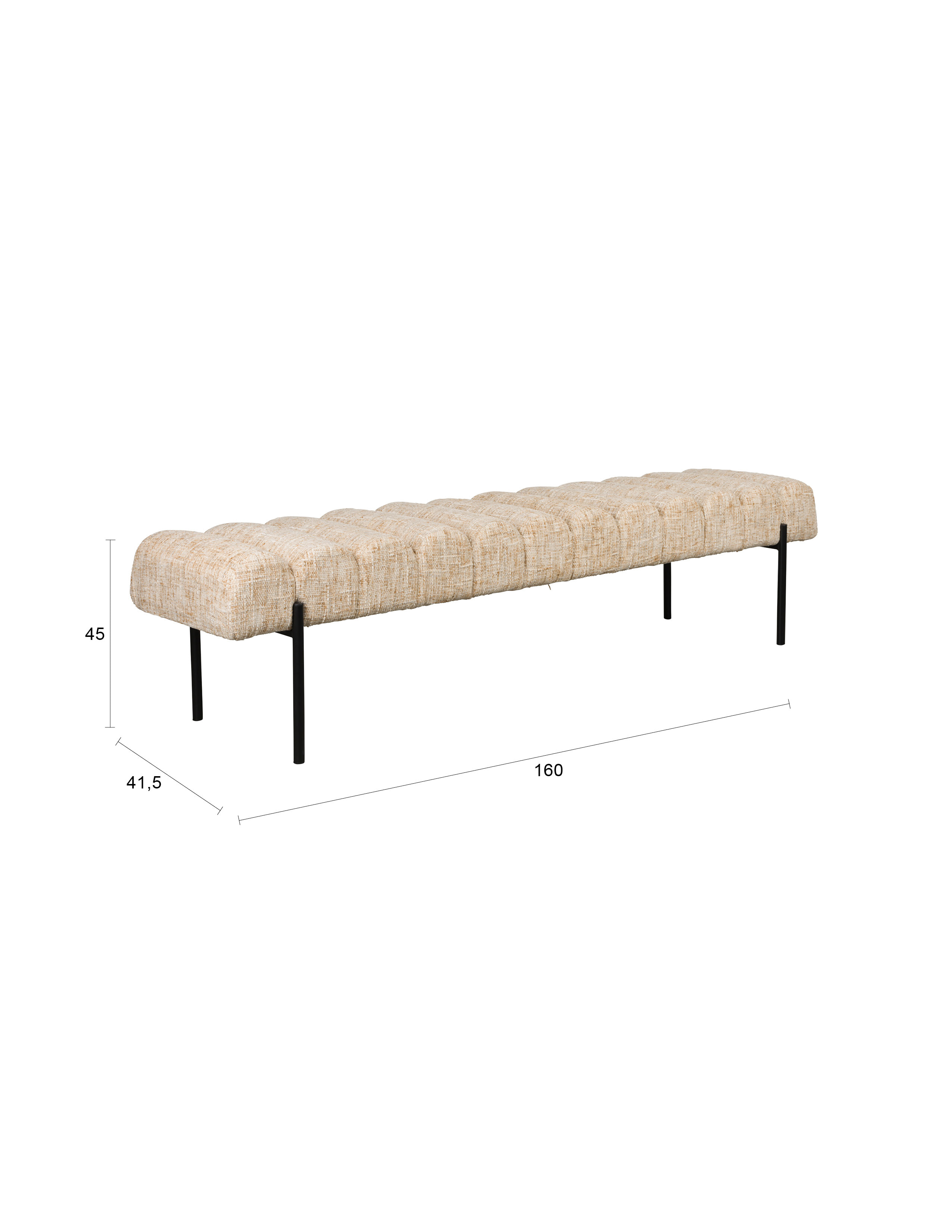 ZILT Eetkamerbank 'Krystal' 160cm, kleur Beige