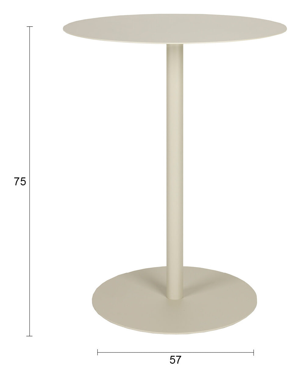 Zuiver Outdoor Bistrotafel 'Snow' 57cm, kleur Brown Rice