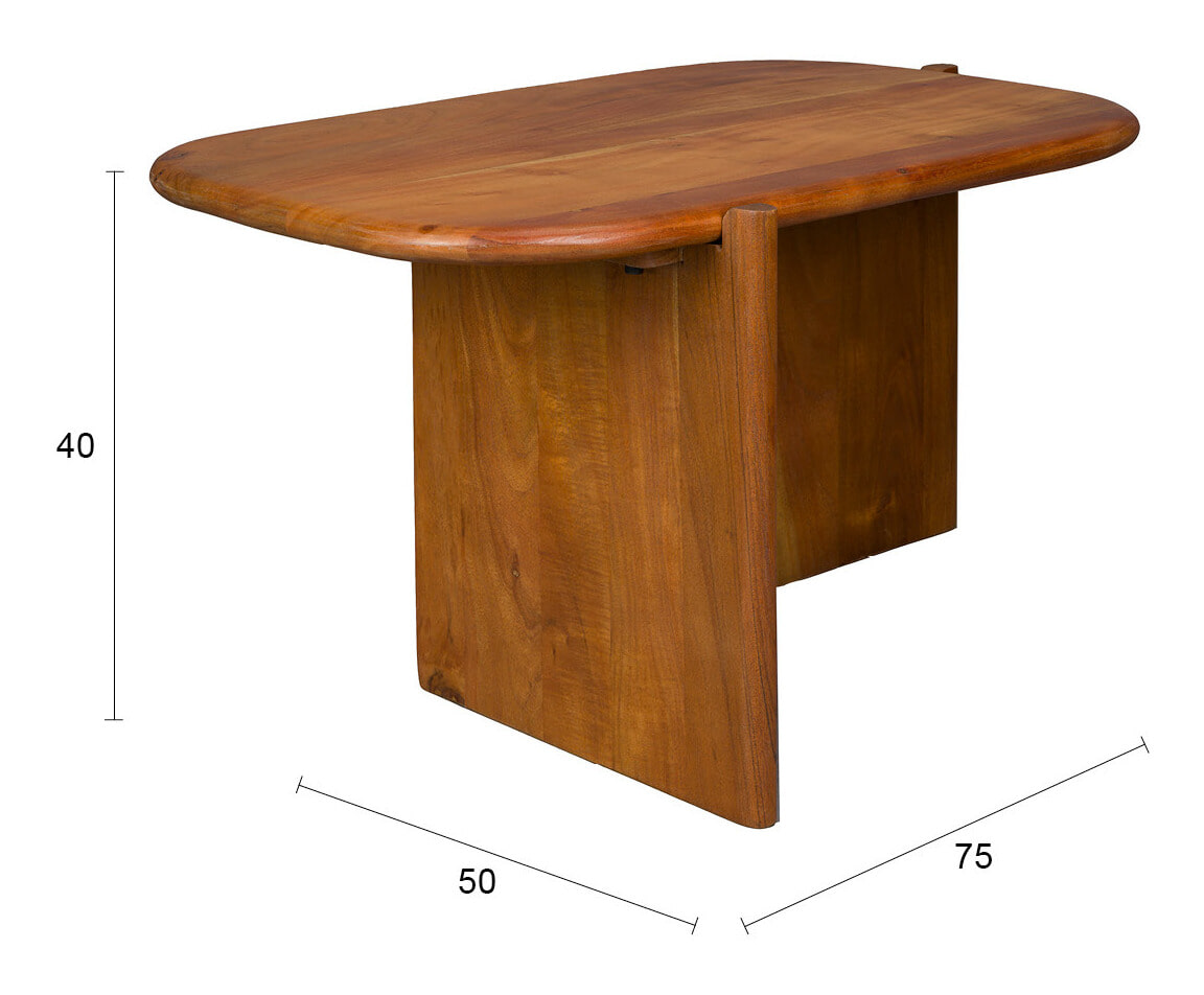 Dutchbone Bijzettafel 'Feller' Mangohout, 75 x 50cm