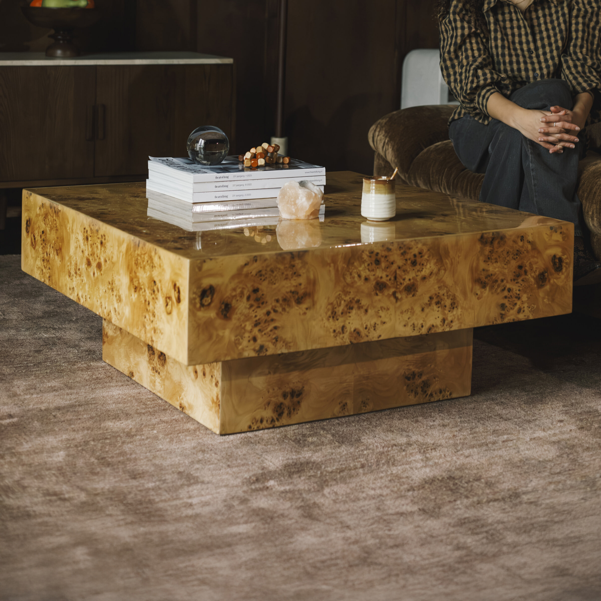 Dutchbone Salontafel 'Quinn' Eucalyptushout, 90 x 90cm