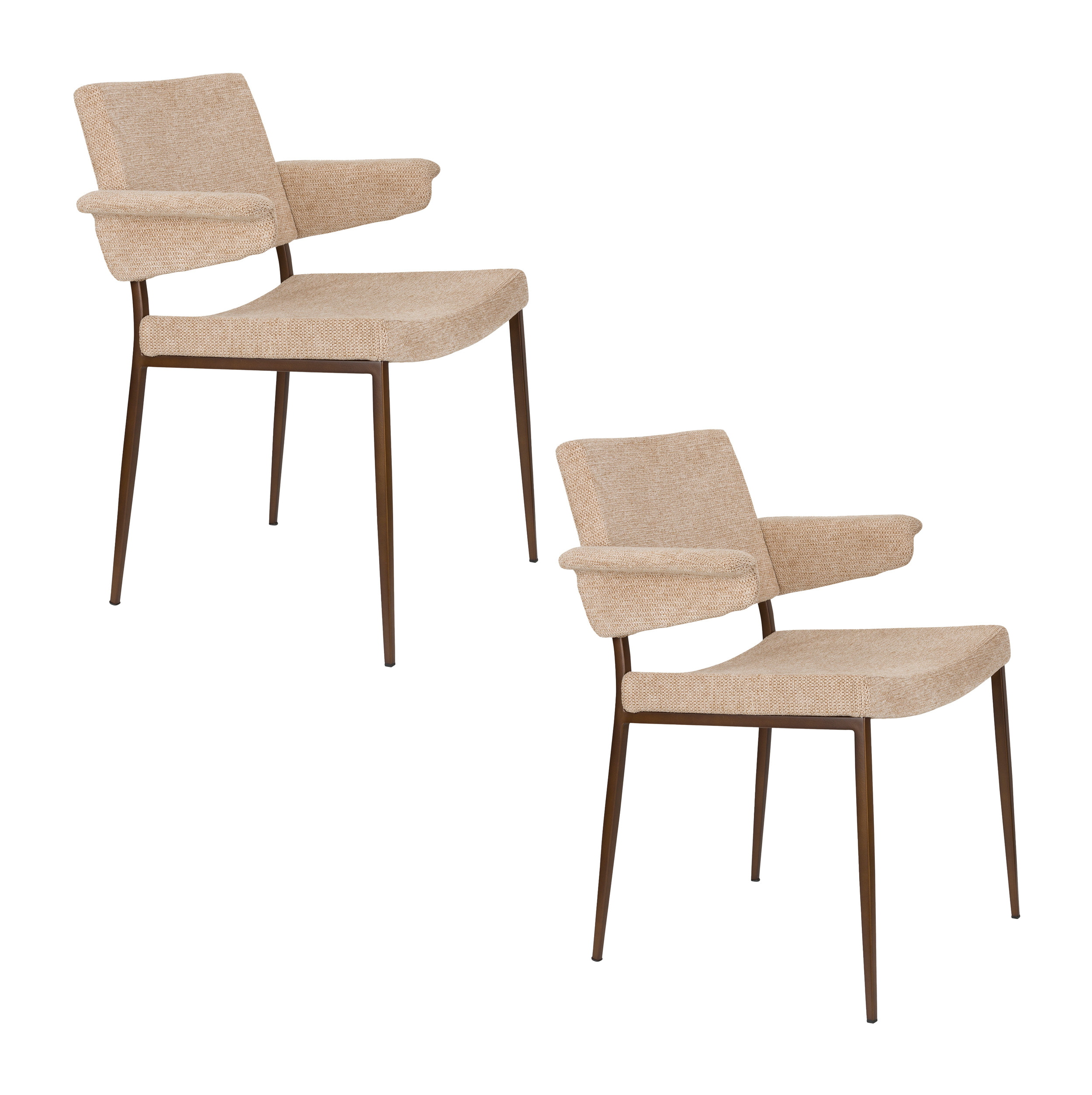 Dutchbone Eetkamerstoel 'Portland' Geweven stof, kleur Beige