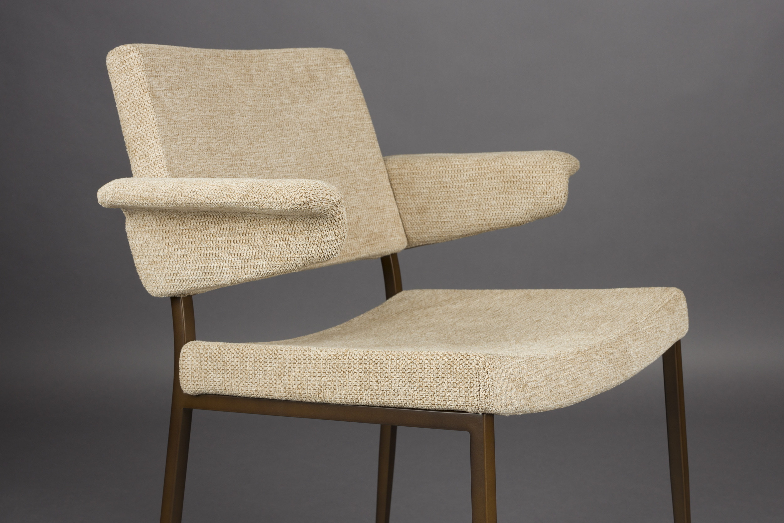 Dutchbone Eetkamerstoel 'Portland' Geweven stof, kleur Beige