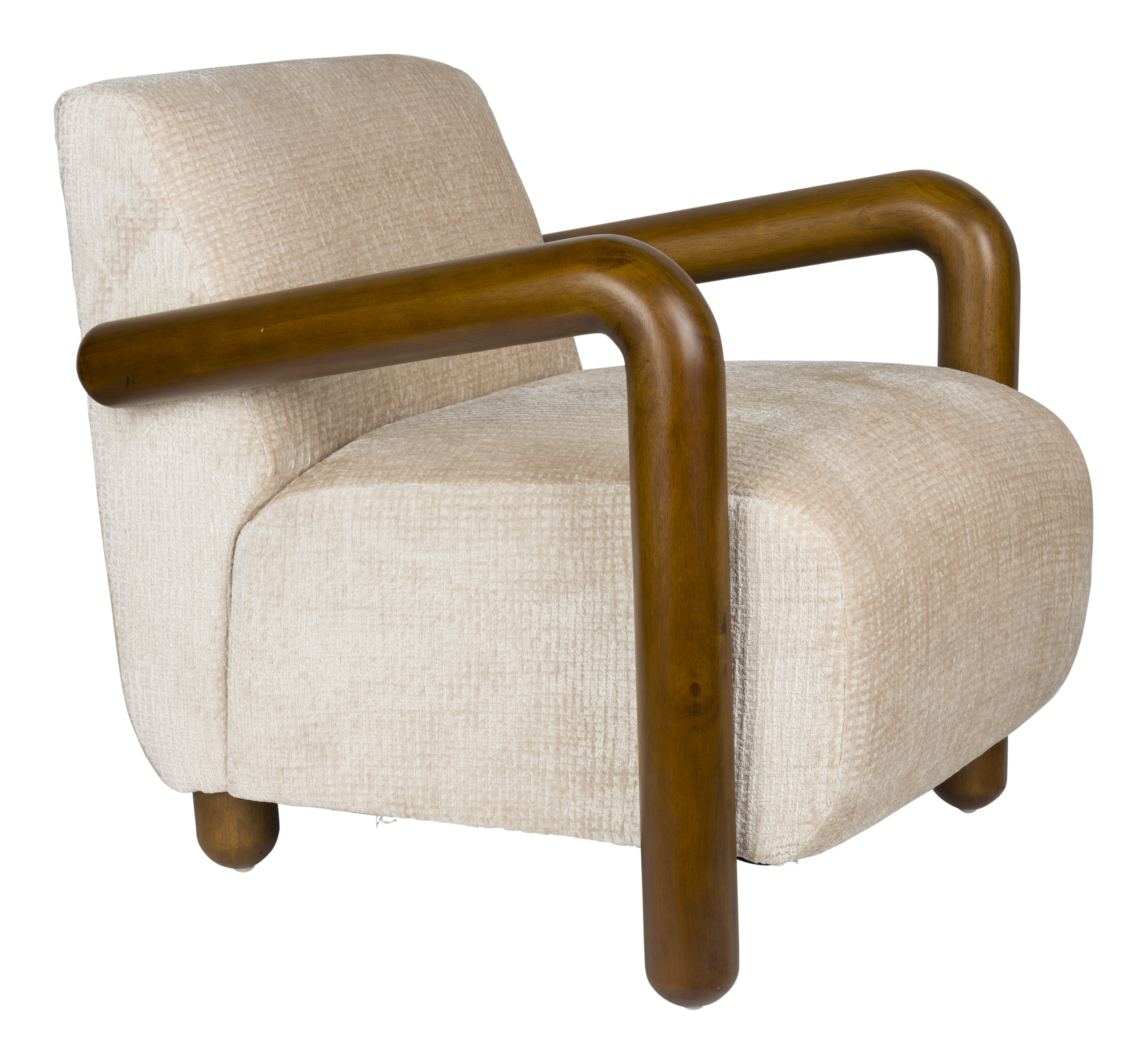 Dutchbone Fauteuil Robinson Chenille en rubberhout - Beige