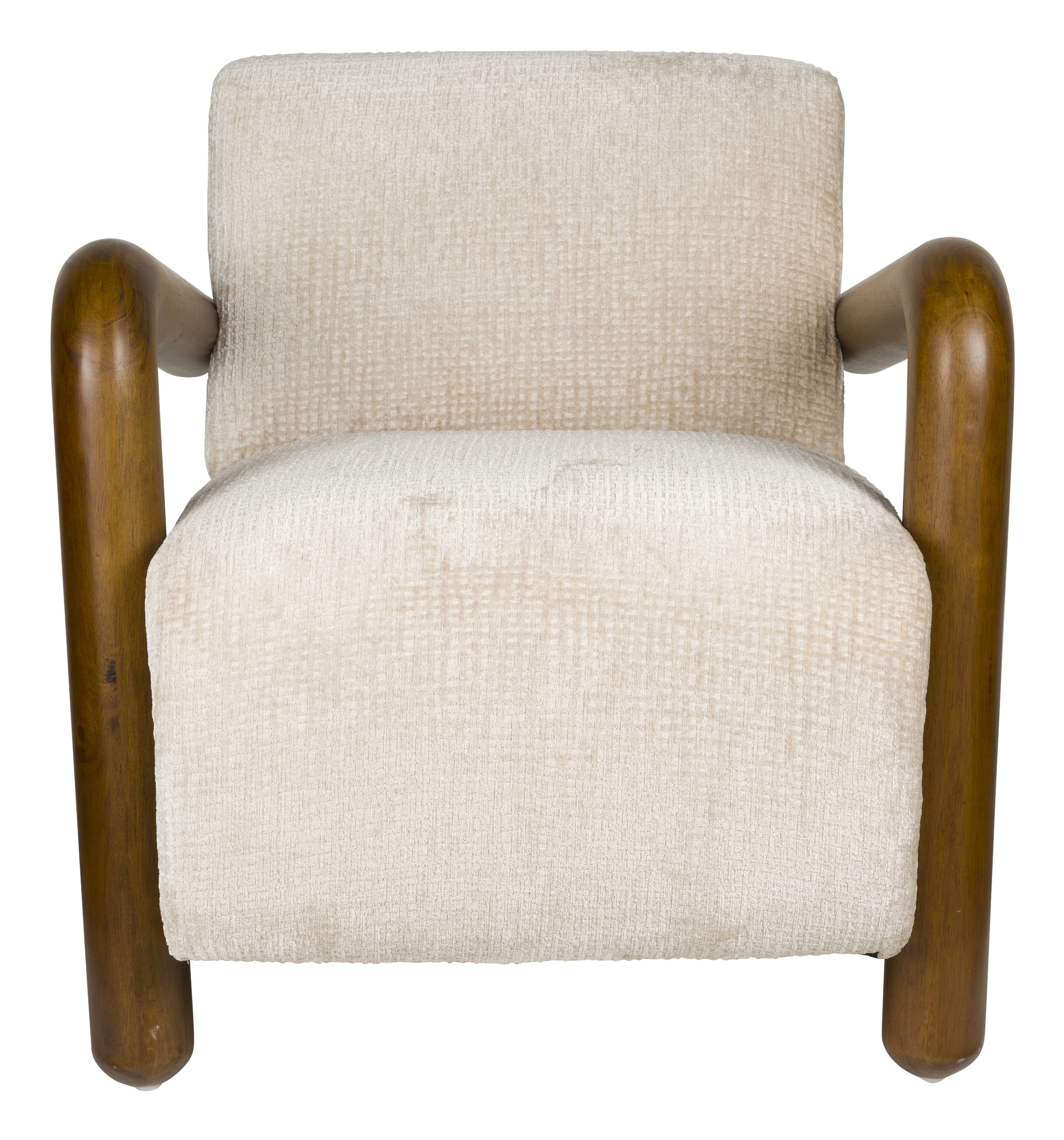 Dutchbone Fauteuil 'Robinson' Chenille en rubberhout