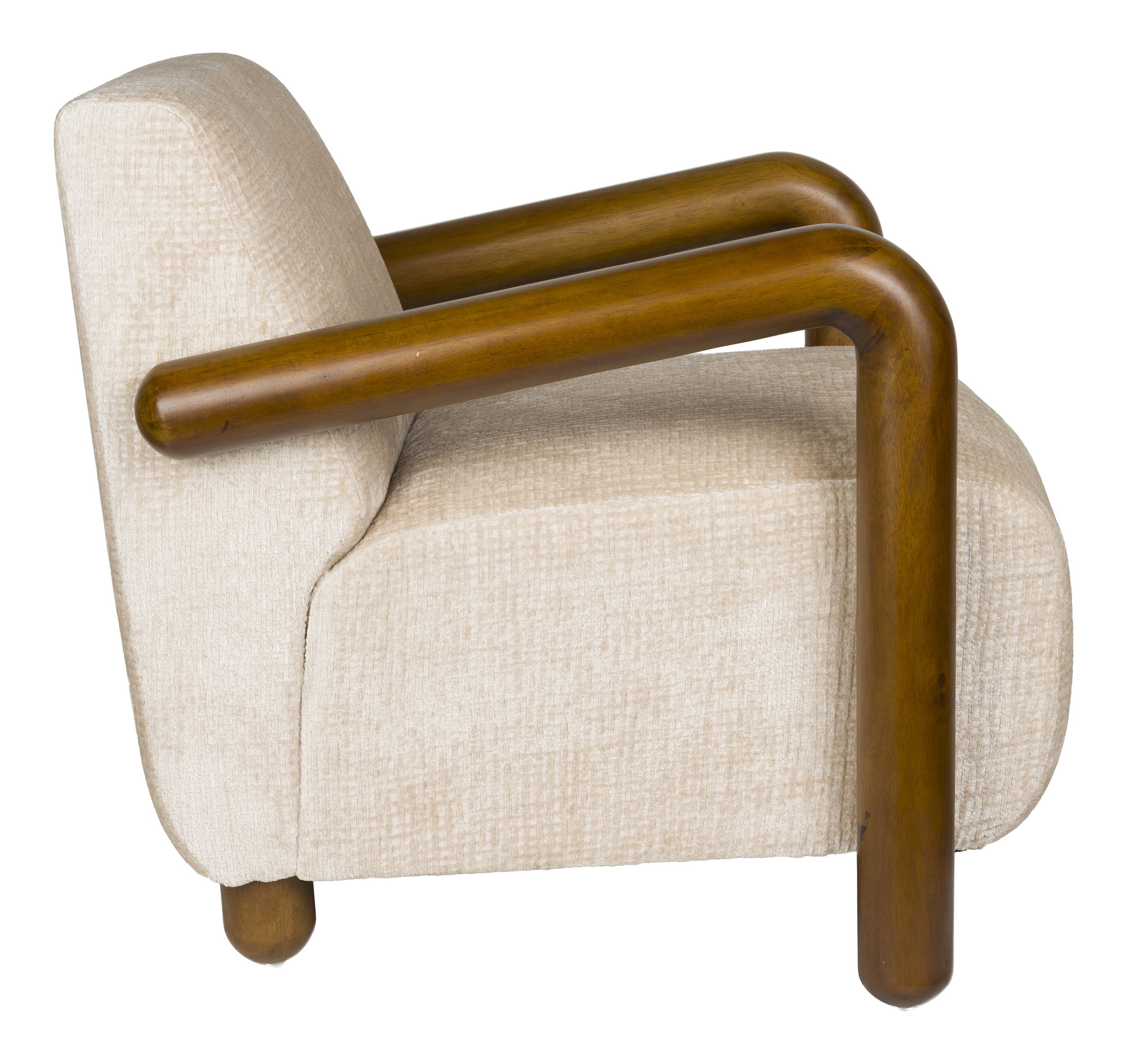 Dutchbone Fauteuil 'Robinson' Chenille en rubberhout