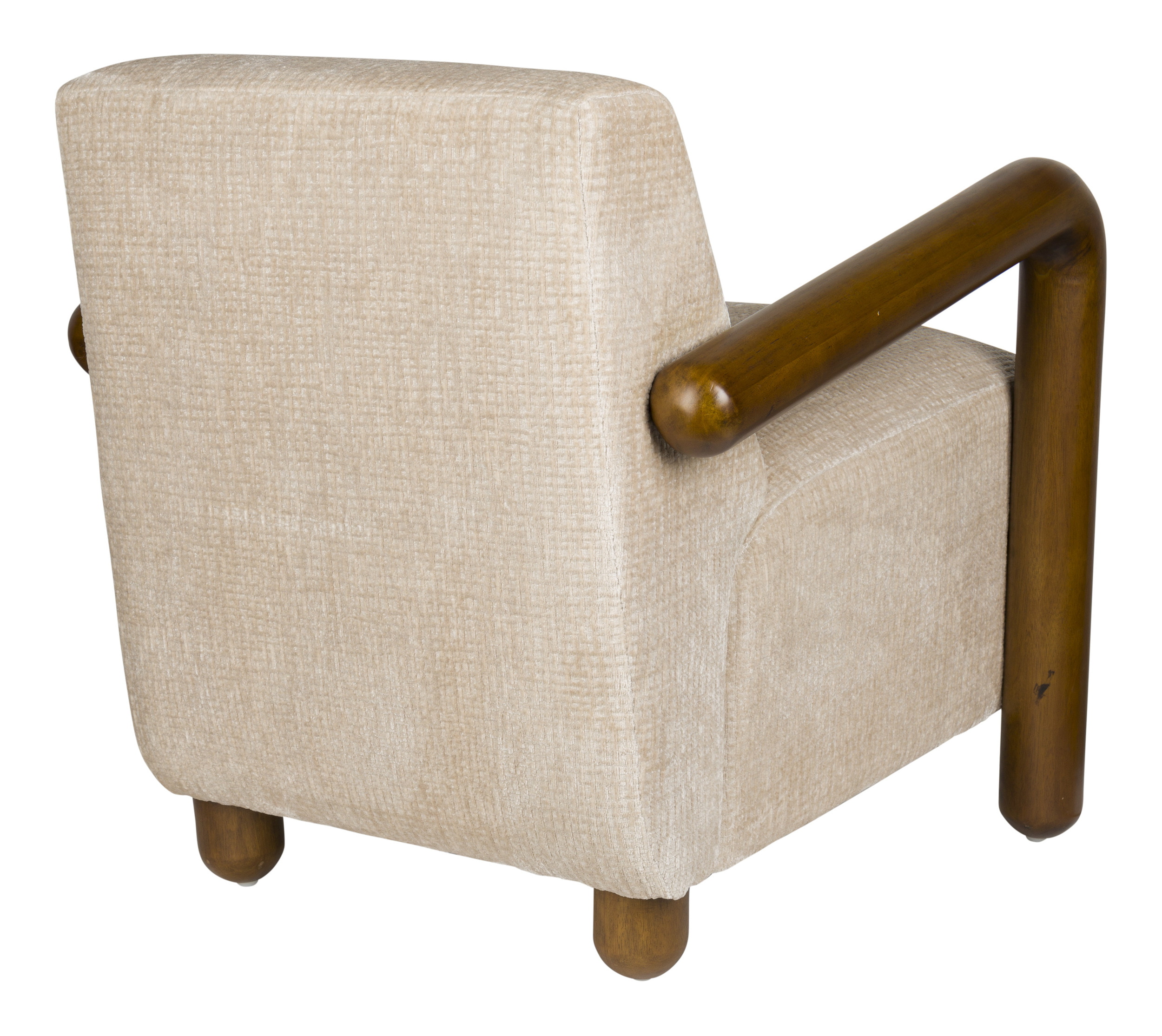 Dutchbone Fauteuil 'Robinson' Chenille en rubberhout