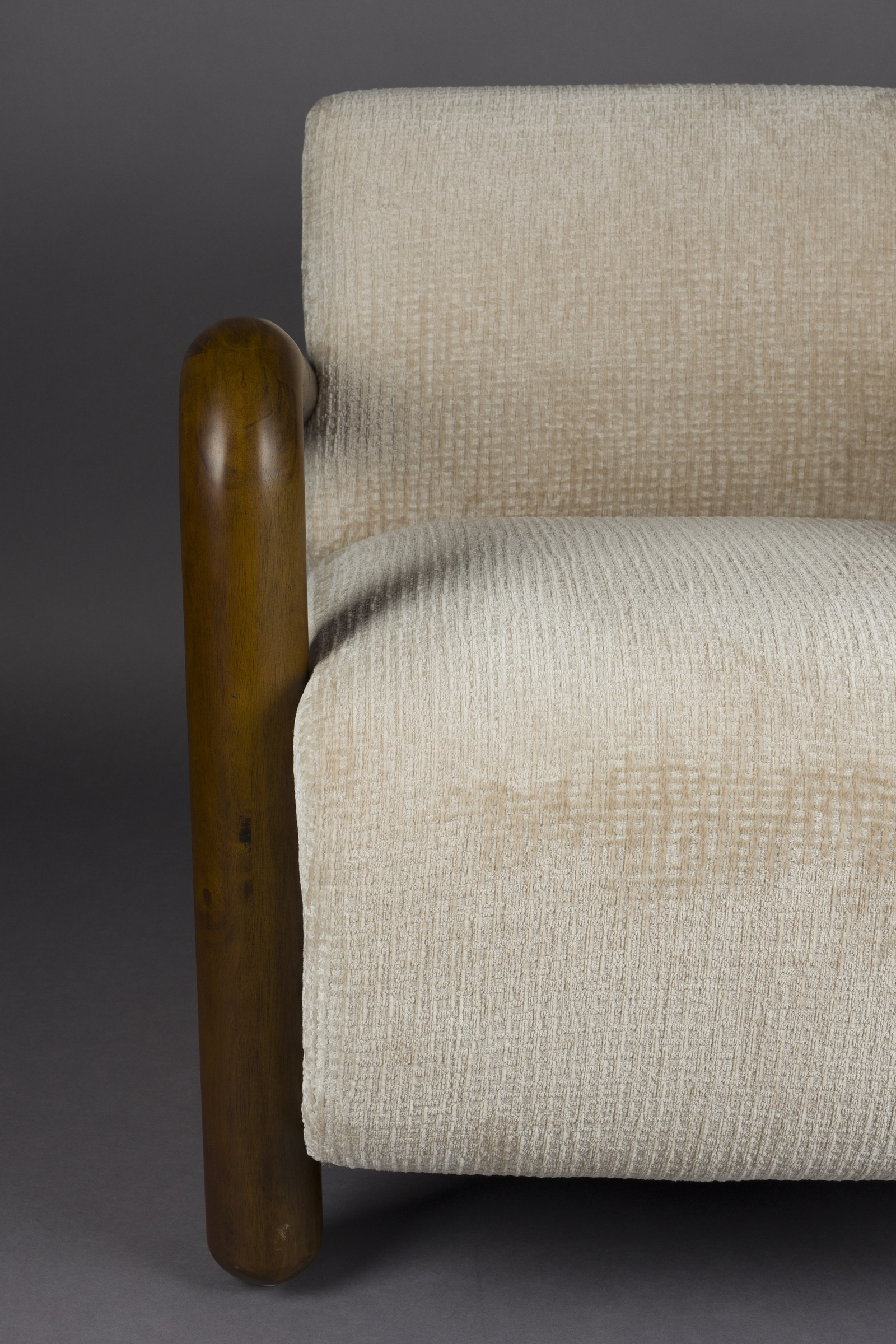 Dutchbone Fauteuil 'Robinson' Chenille en rubberhout