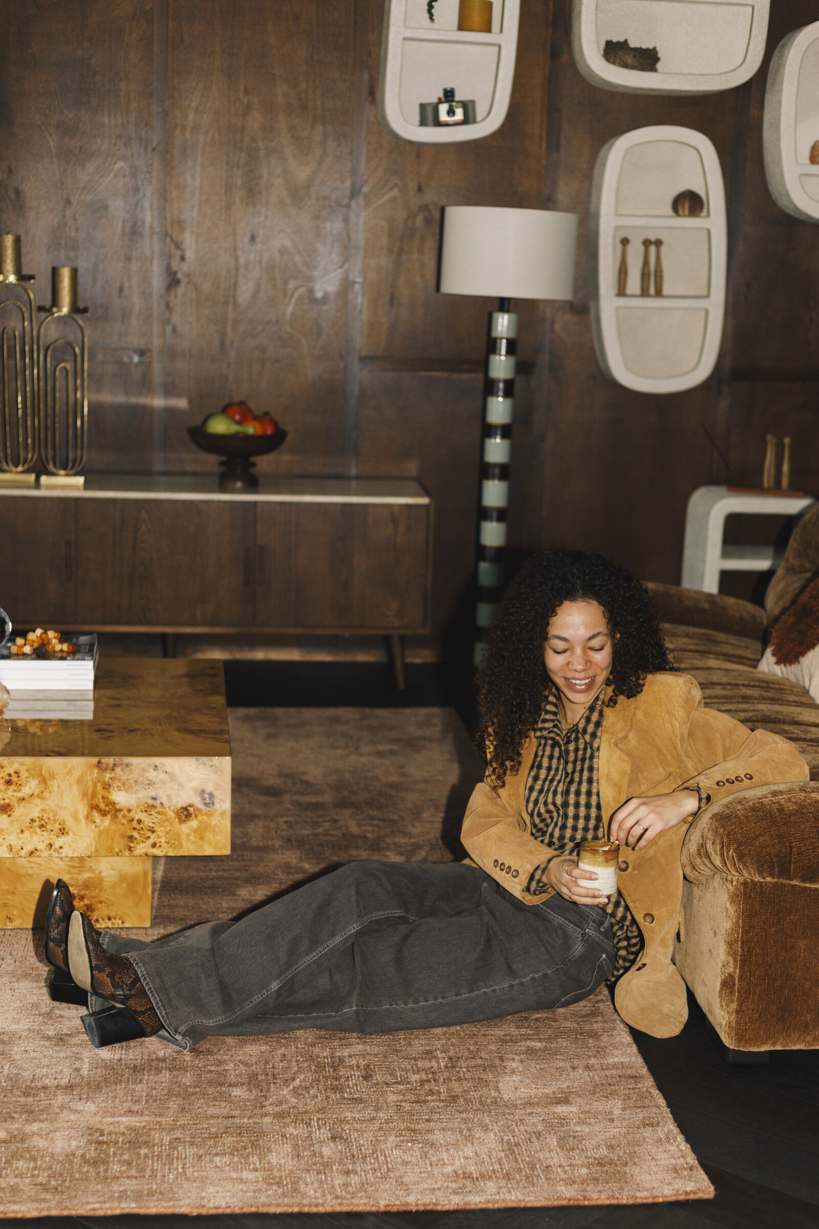 Dutchbone 3-zits Bank 'Douglas' Velvet, kleur Cognac