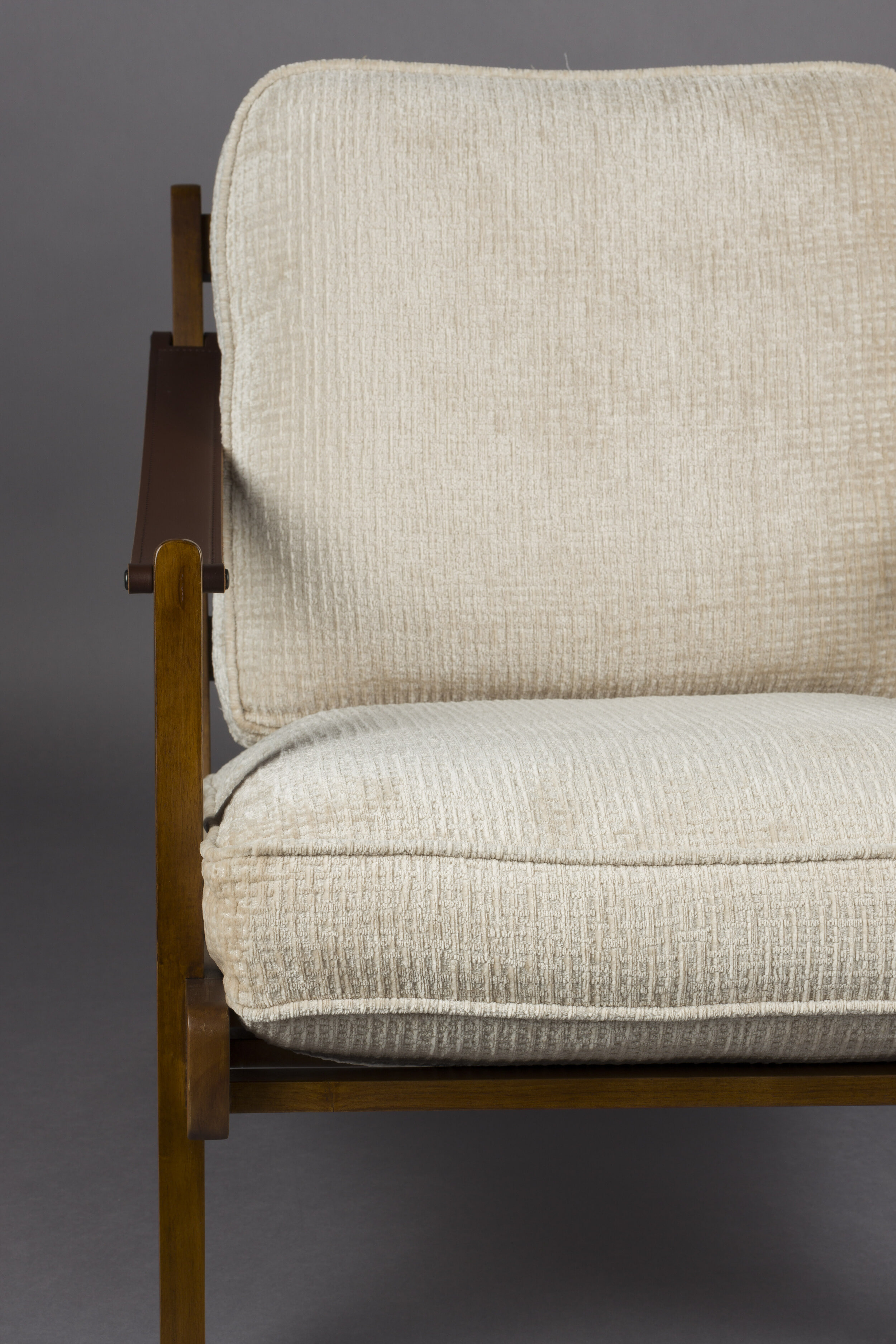 Dutchbone Fauteuil 'Washington' Mangohout en geweven stof