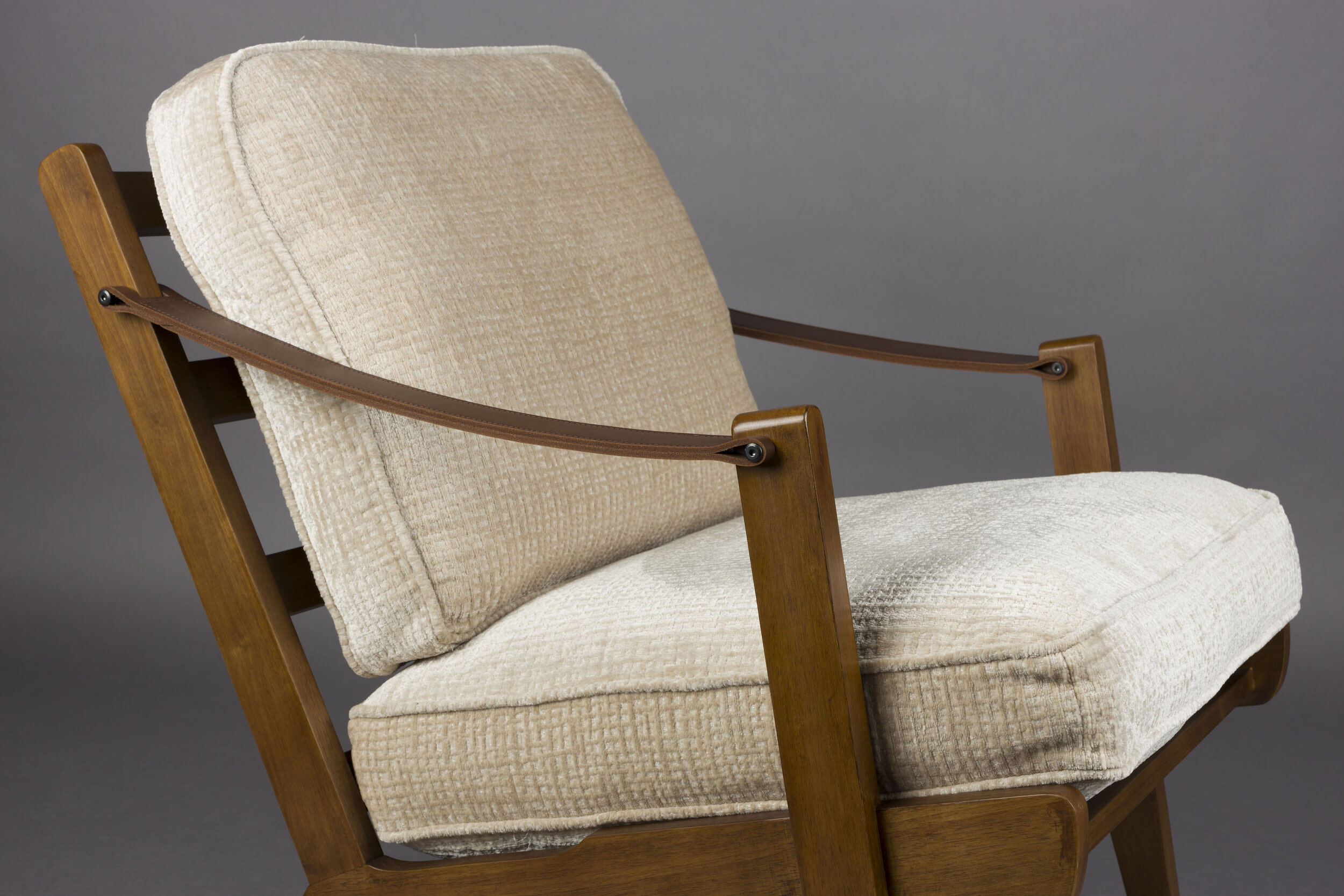 Dutchbone Fauteuil 'Washington' Mangohout en geweven stof