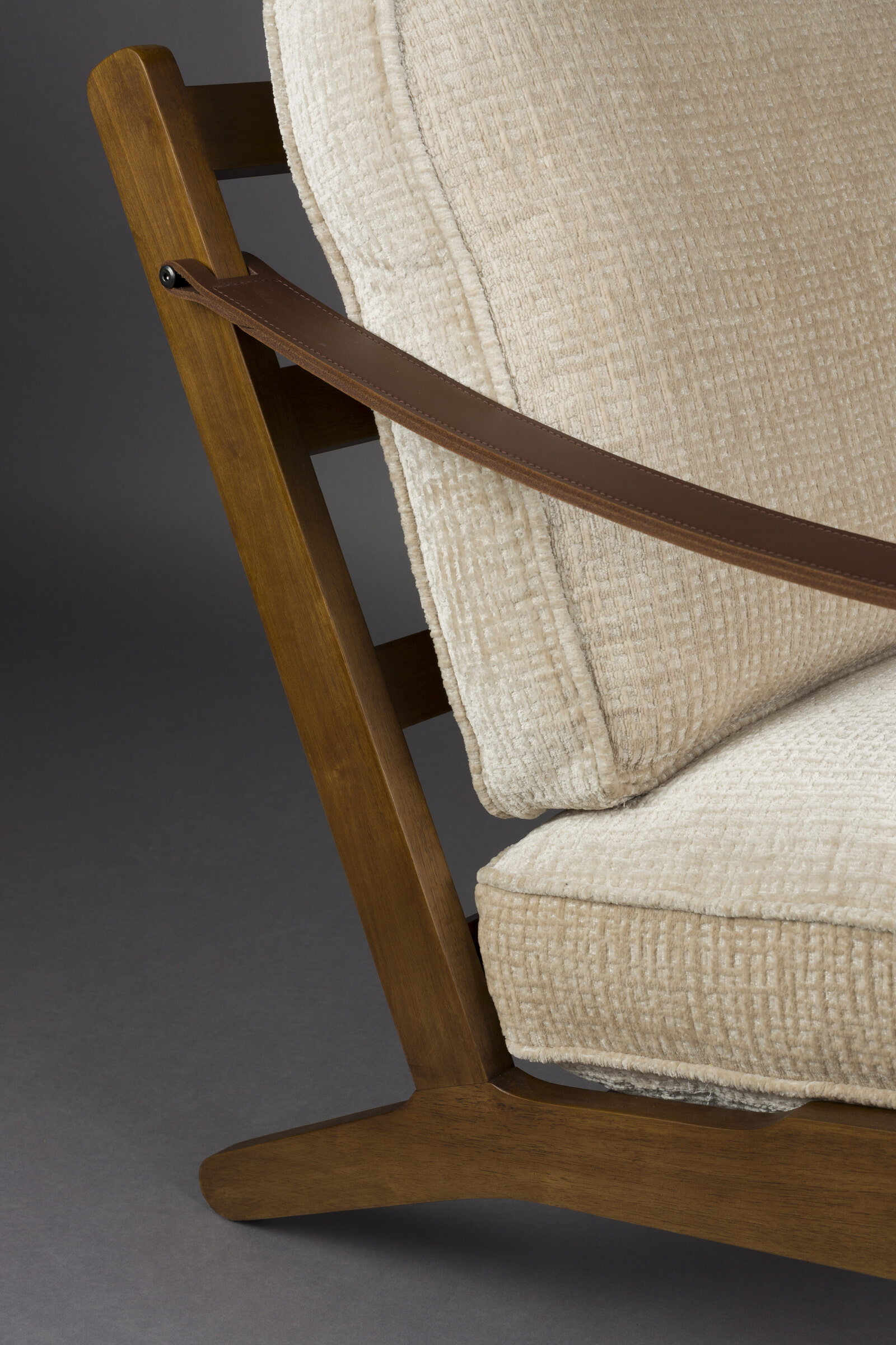 Dutchbone Fauteuil 'Washington' Mangohout en geweven stof