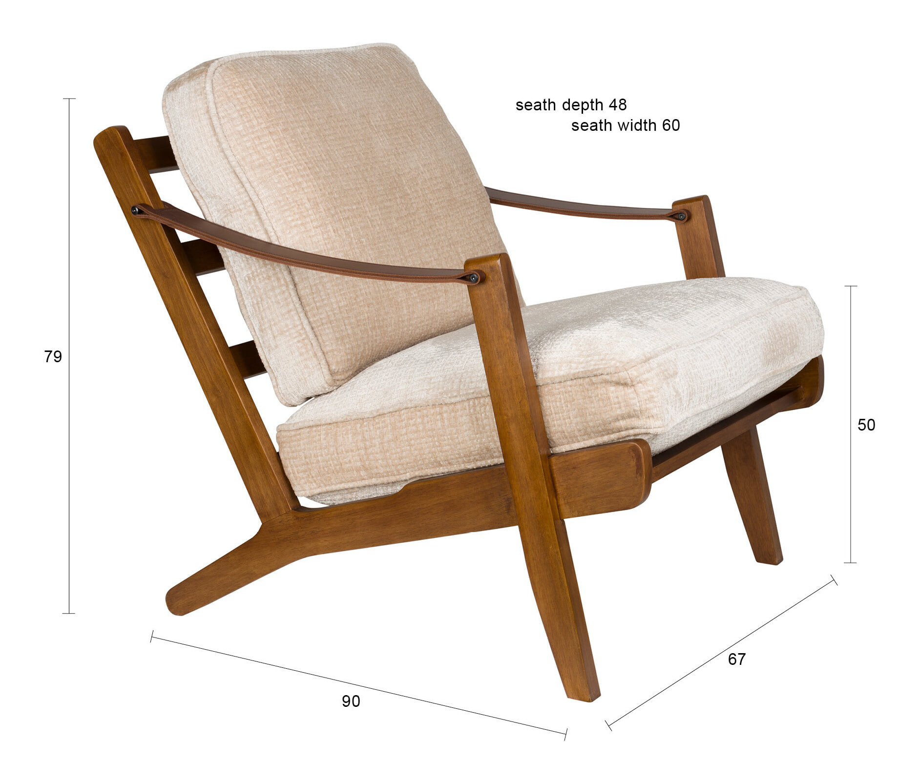 Dutchbone Fauteuil 'Washington' Mangohout en geweven stof