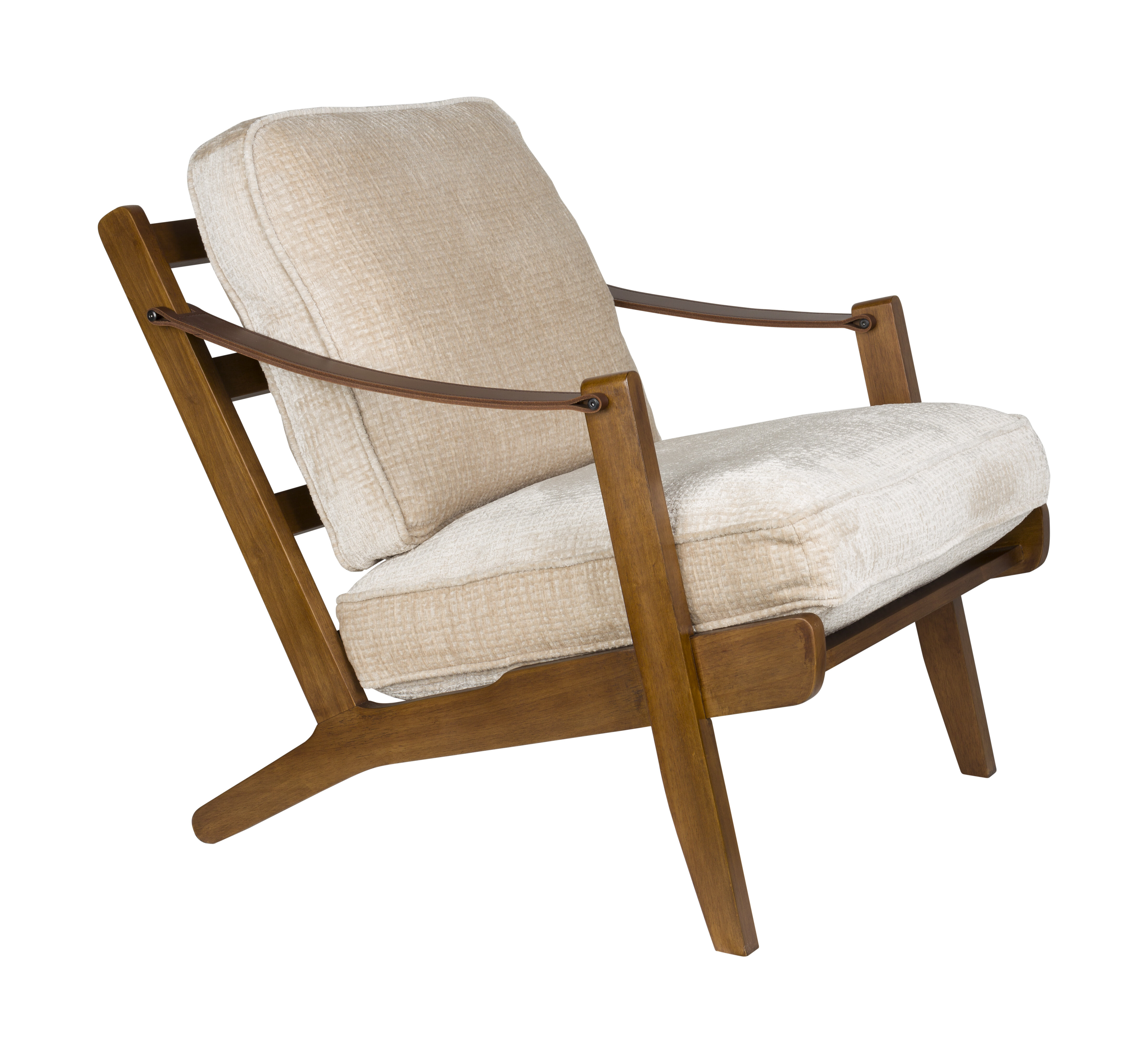 Dutchbone Fauteuil 'Washington' Mangohout en geweven stof