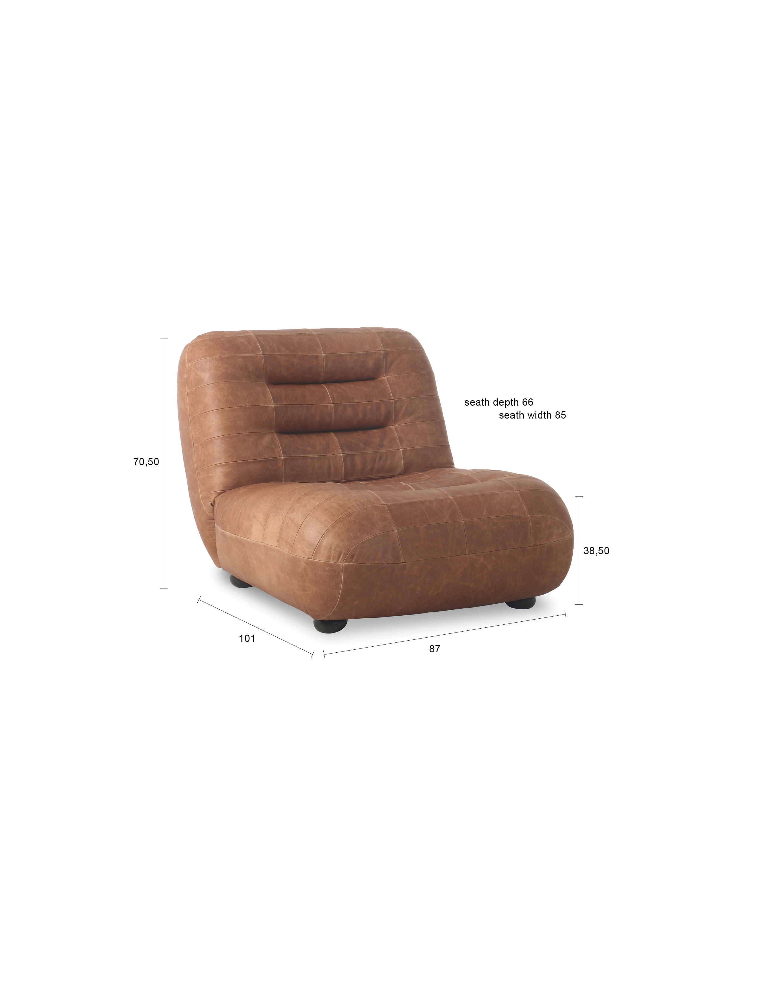 Dutchbone Fauteuil 'Wyatt' Wax Leder, kleur Cognac