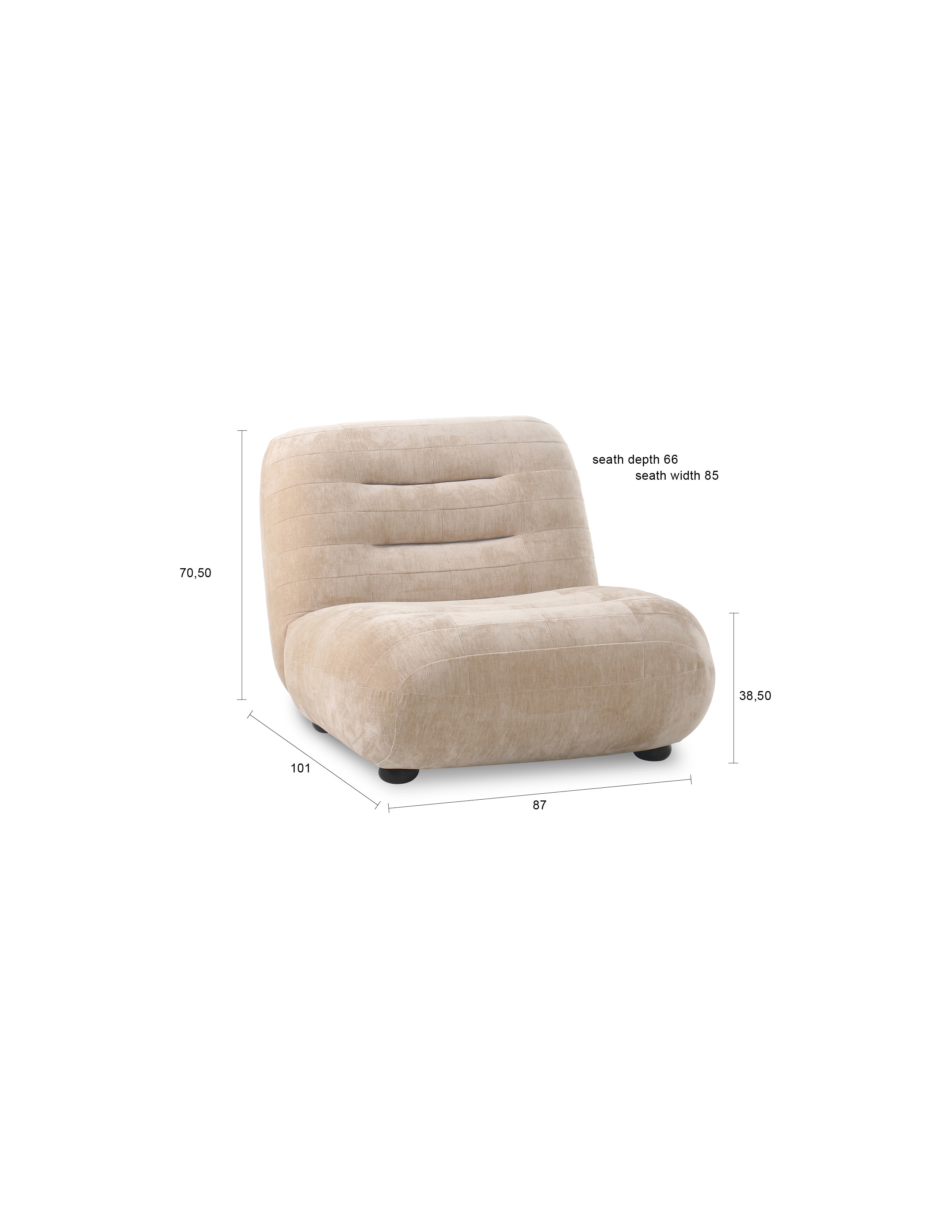 Dutchbone Fauteuil 'Wyatt' Velvet, kleur Beige