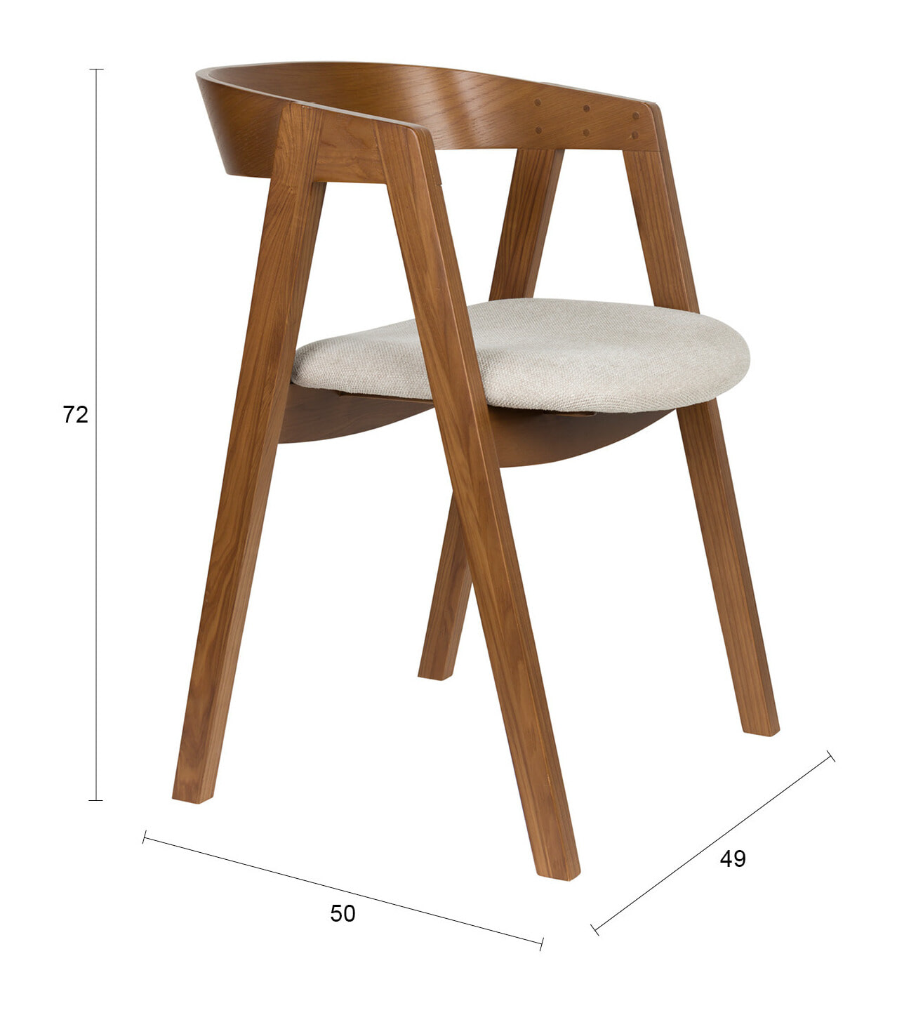 Zuiver Eetkamerstoel 'Mads' Essenhout, kleur Bruin
