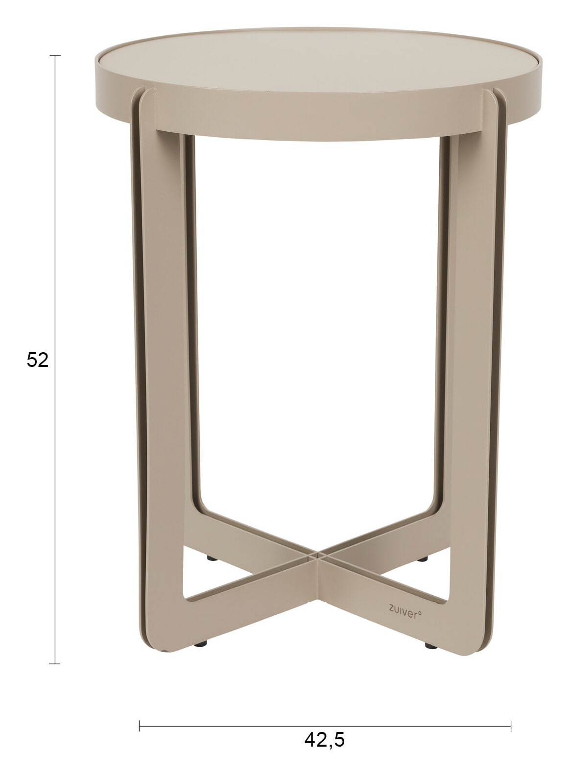 Zuiver Ronde Bijzettafel 'Centre' 43cm, kleur Beige