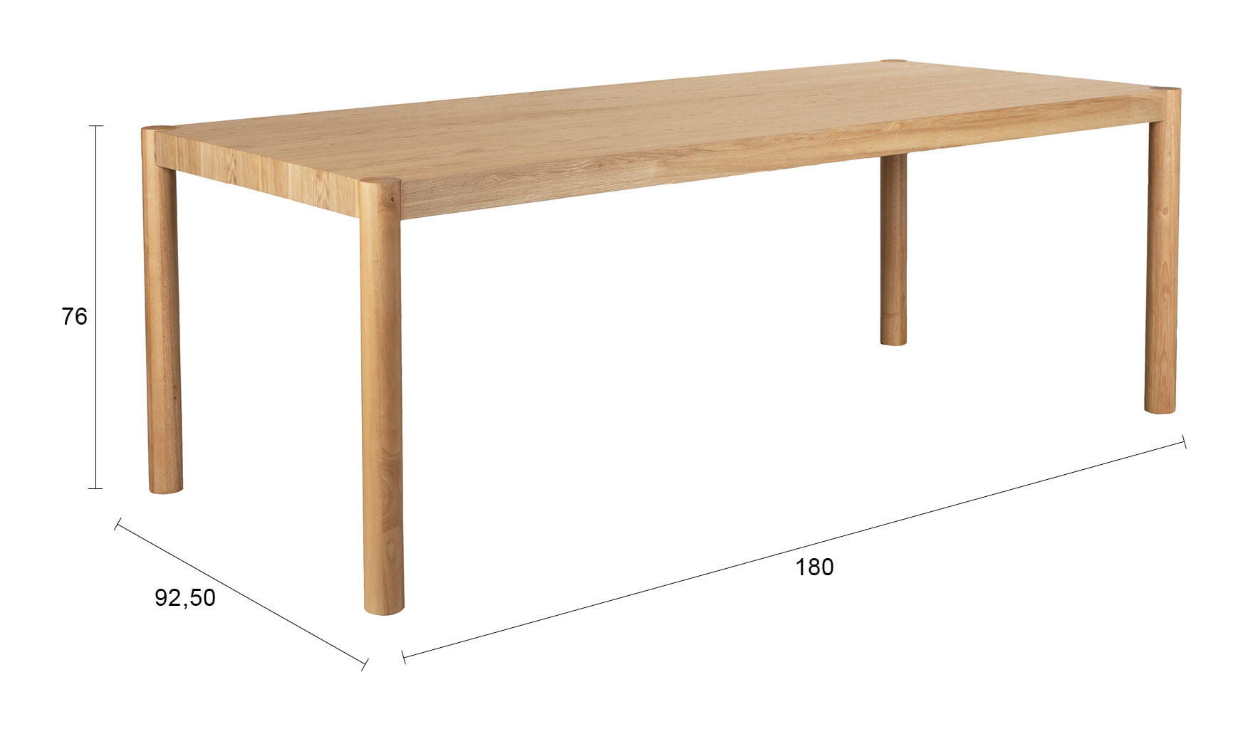 Zuiver Eettafel 'Sticks' Essen en rubberhout, 220 x 92cm