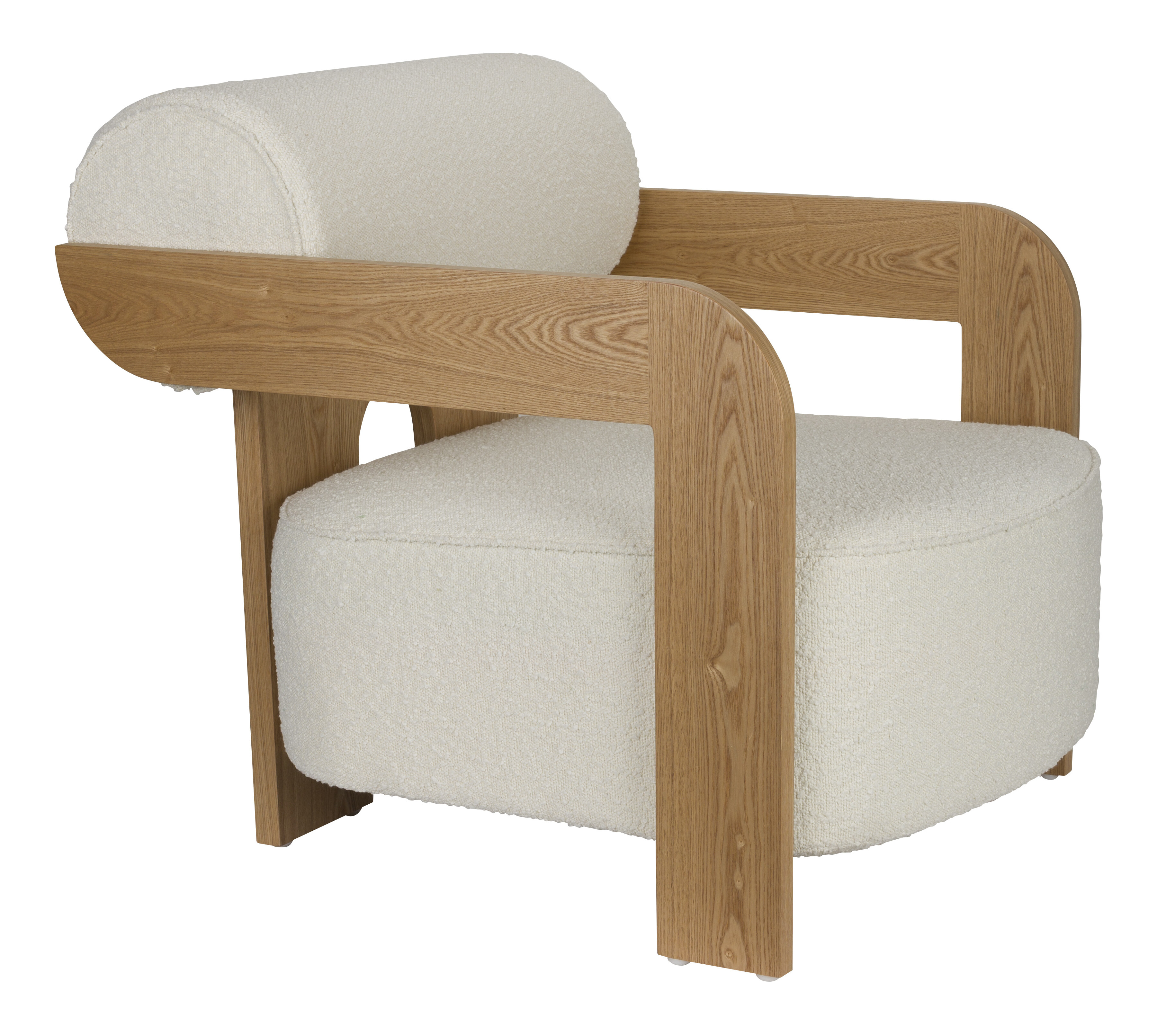 Zuiver Fauteuil 'Oolong' Bouclé en eikenhout, kleur Beige