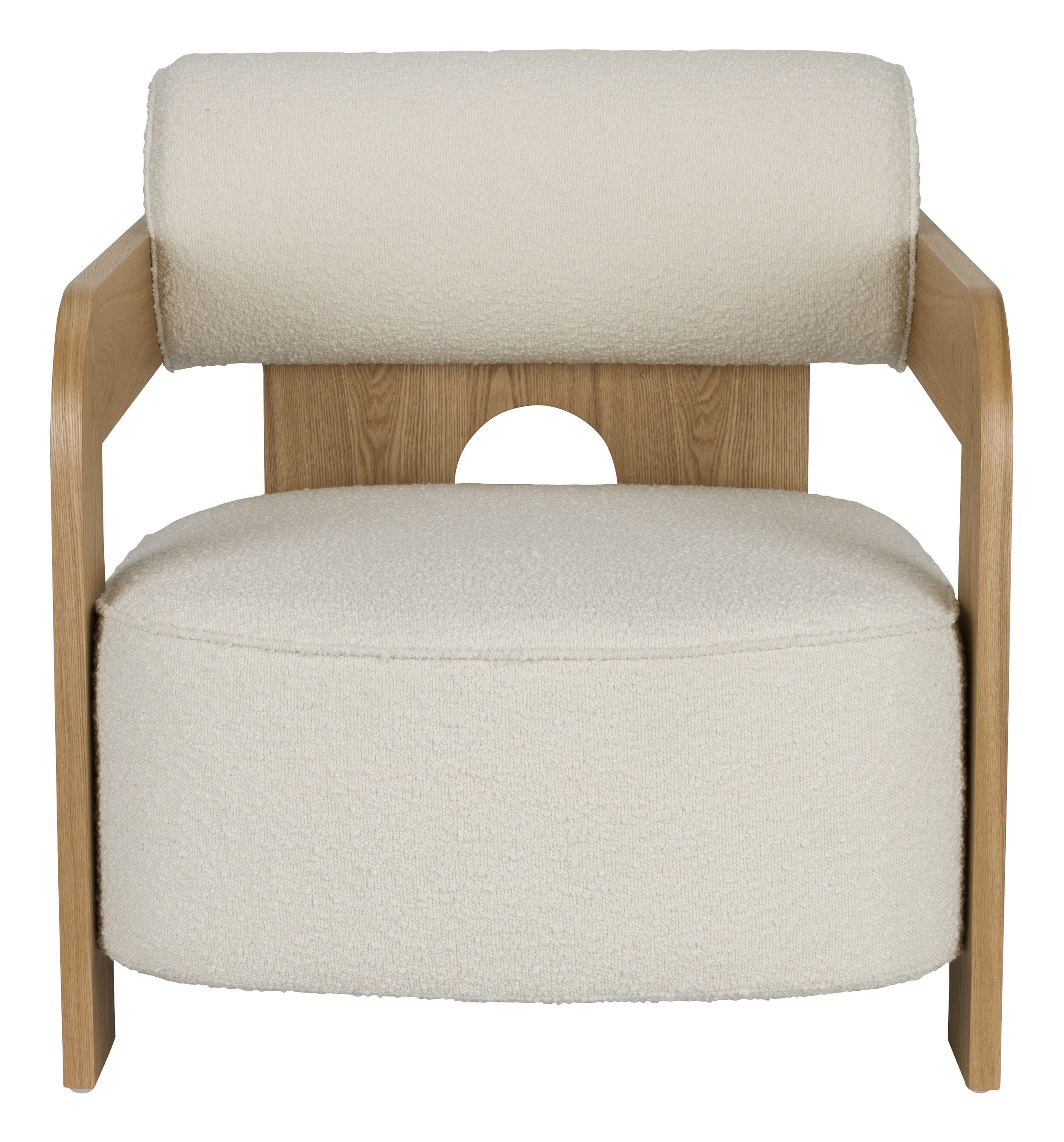 Zuiver Fauteuil 'Oolong' Bouclé en eikenhout, kleur Beige